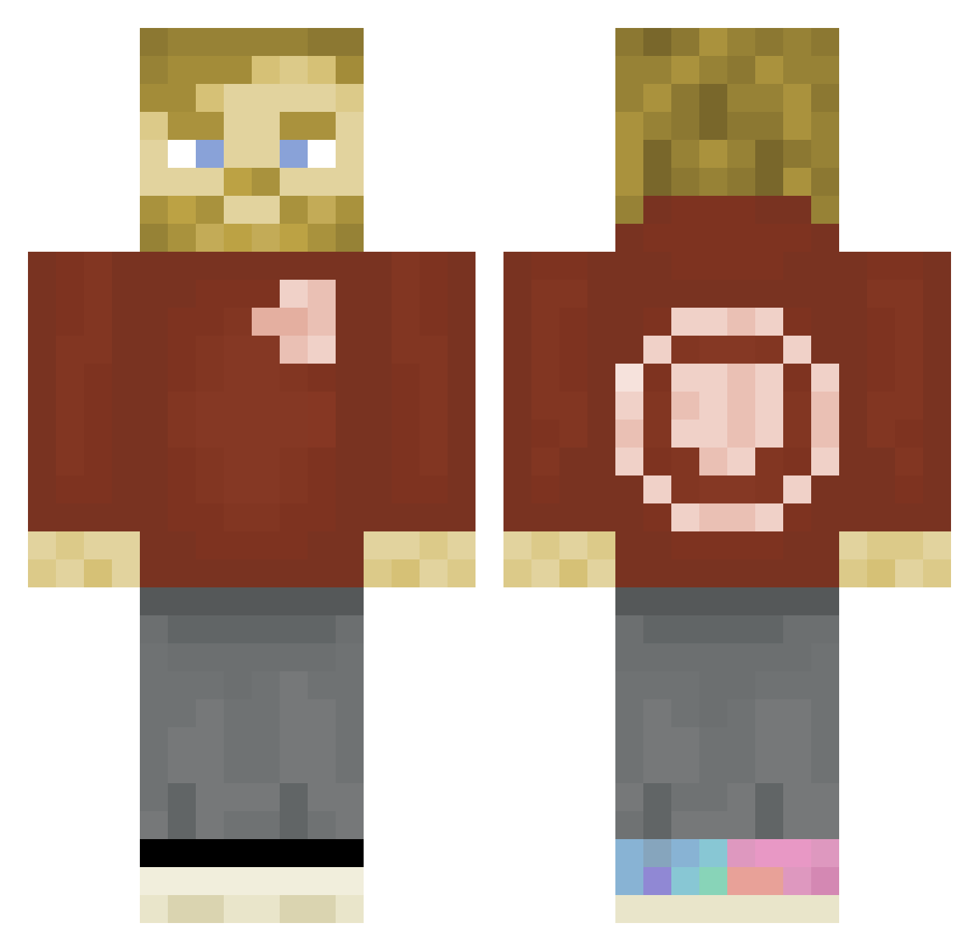Kajamc Minecraft skin, front and back view