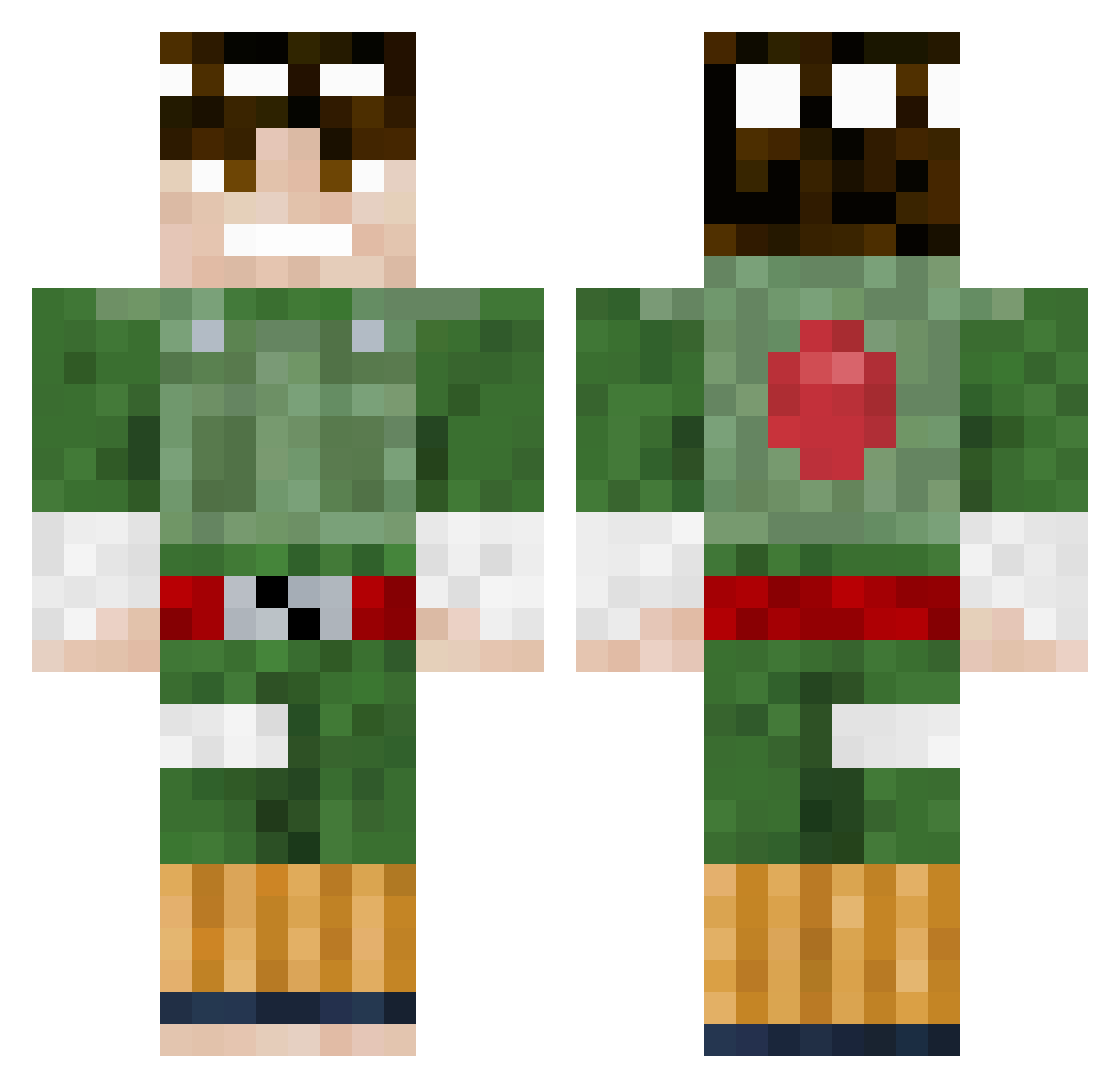 Cxbby Minecraft skin, front and back view