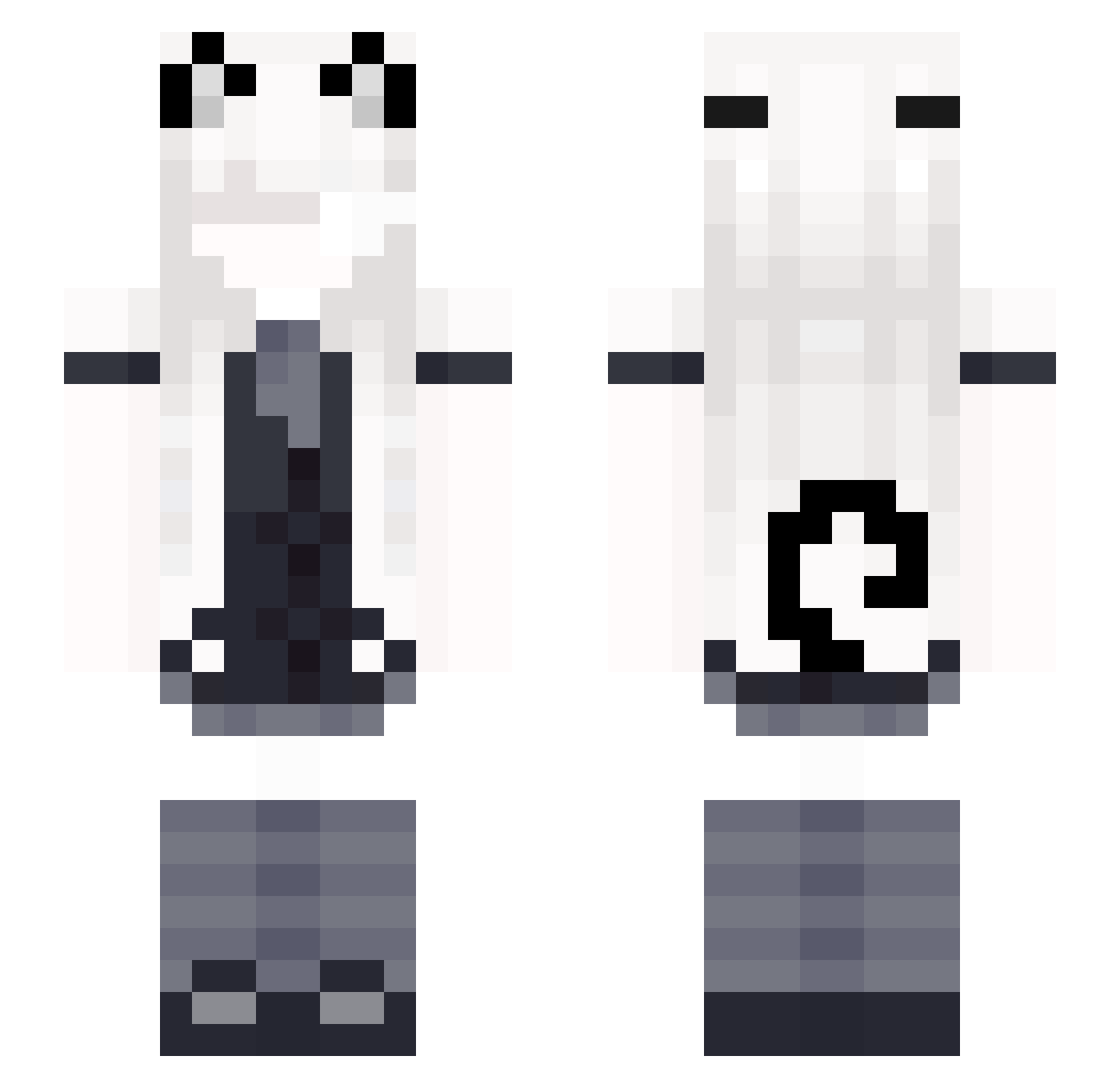 Leimattu Minecraft skin, front and back view