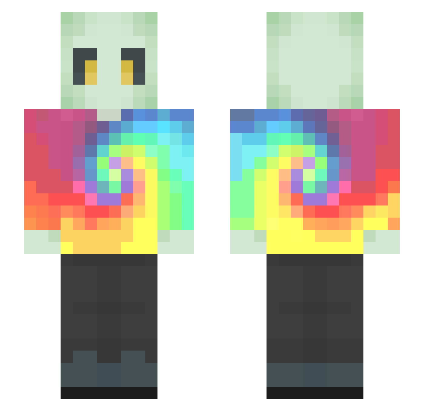 Egoney Minecraft skin, front and back view