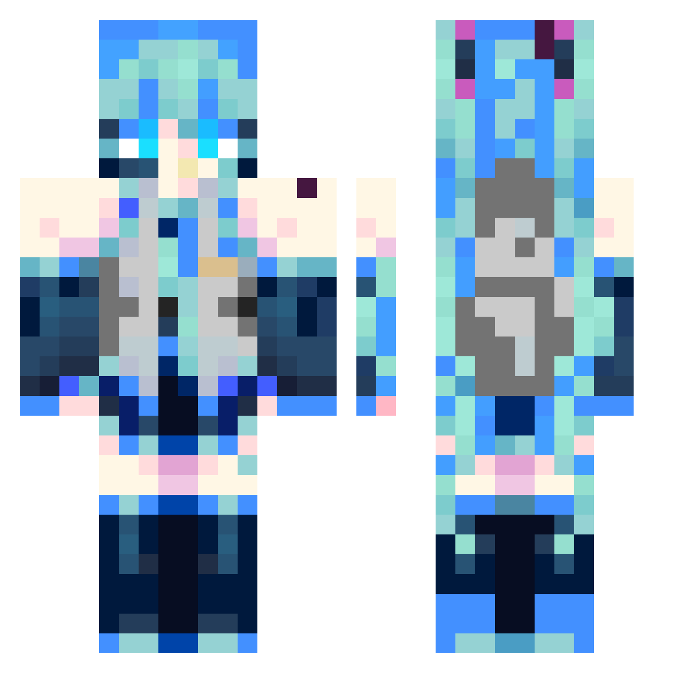 Phantomyz Minecraft skin, front and back view