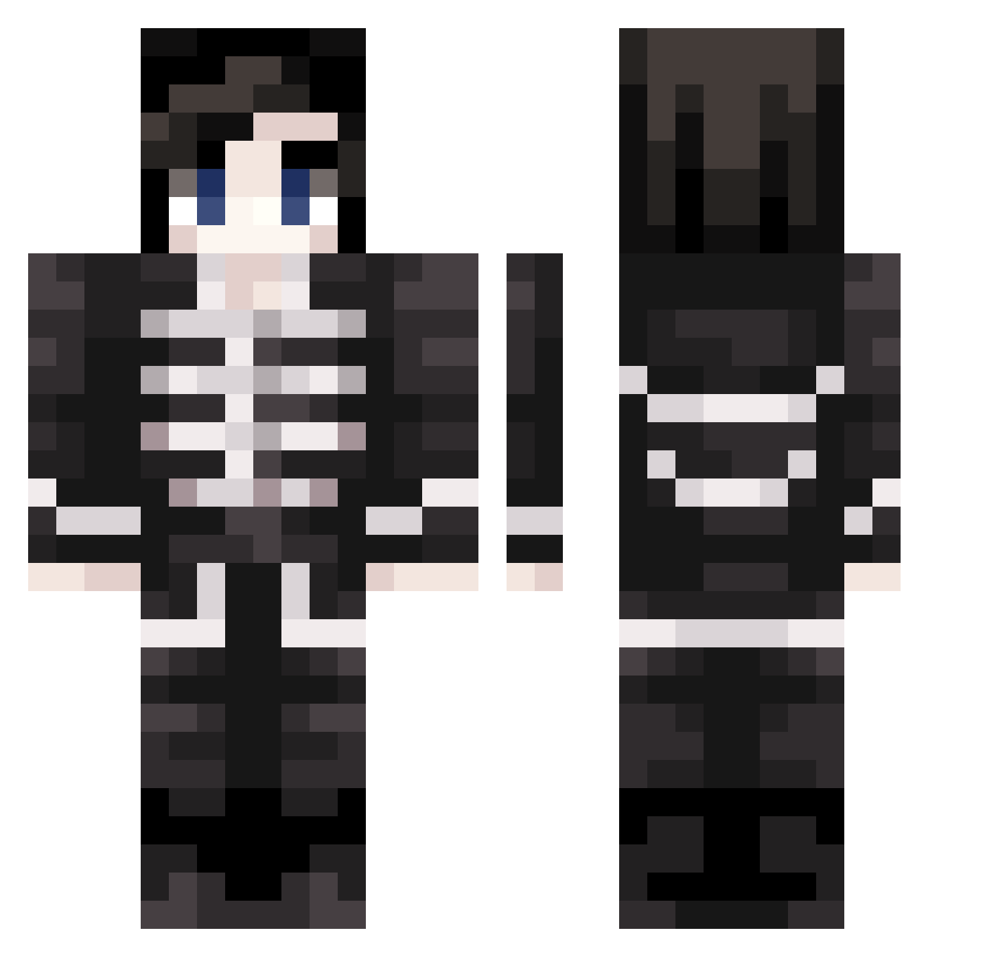 Virisu Minecraft skin, front and back view