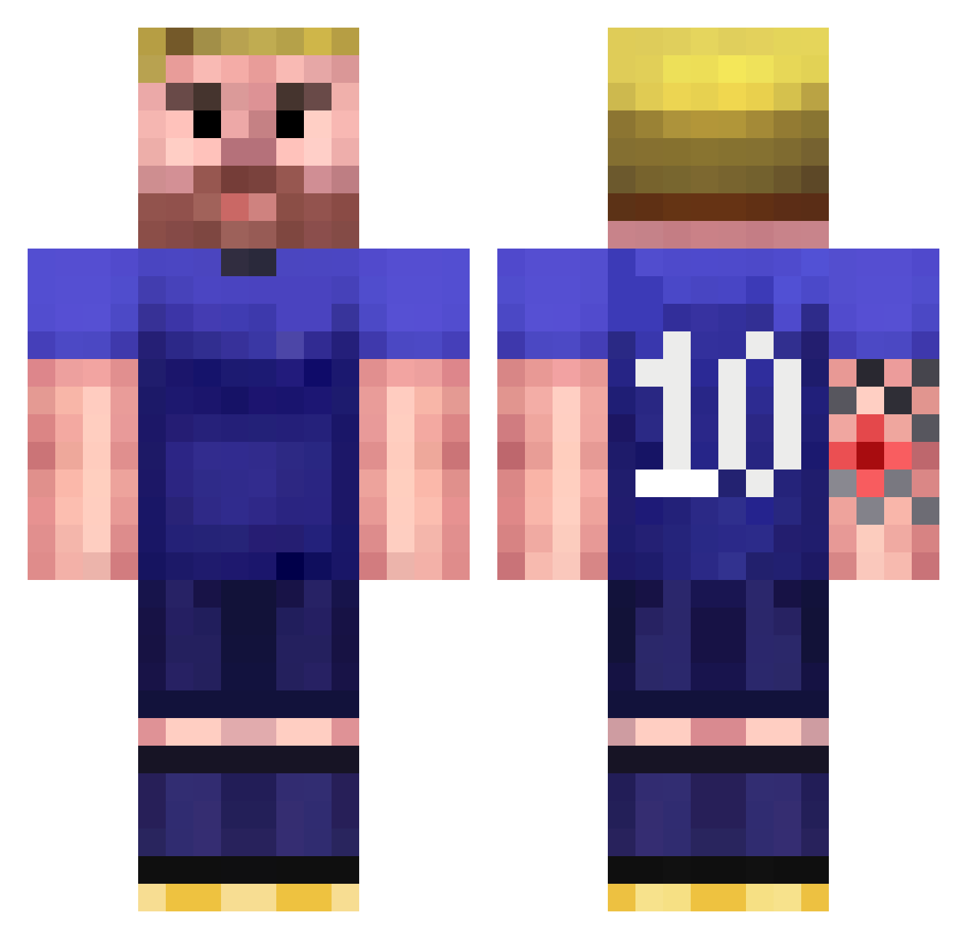 Mestizou Minecraft skin, front and back view