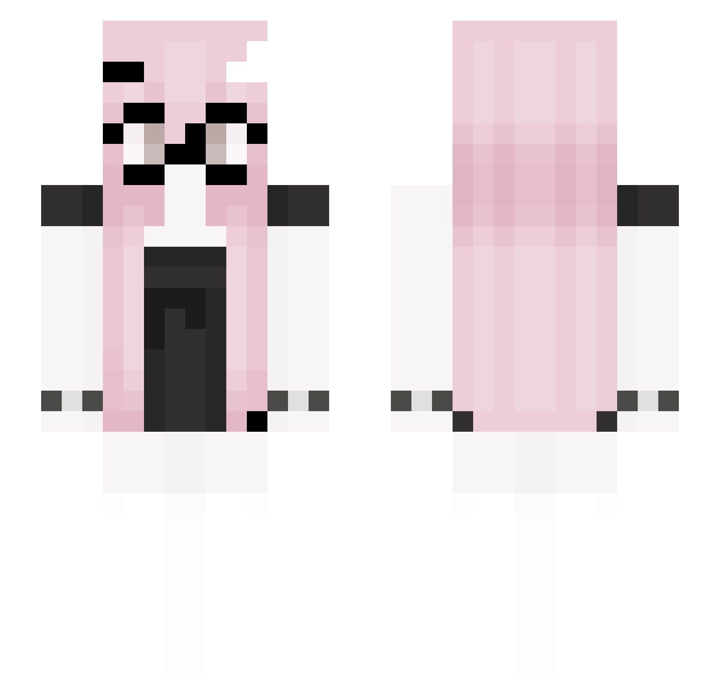 puppicats Minecraft skin, front and back view