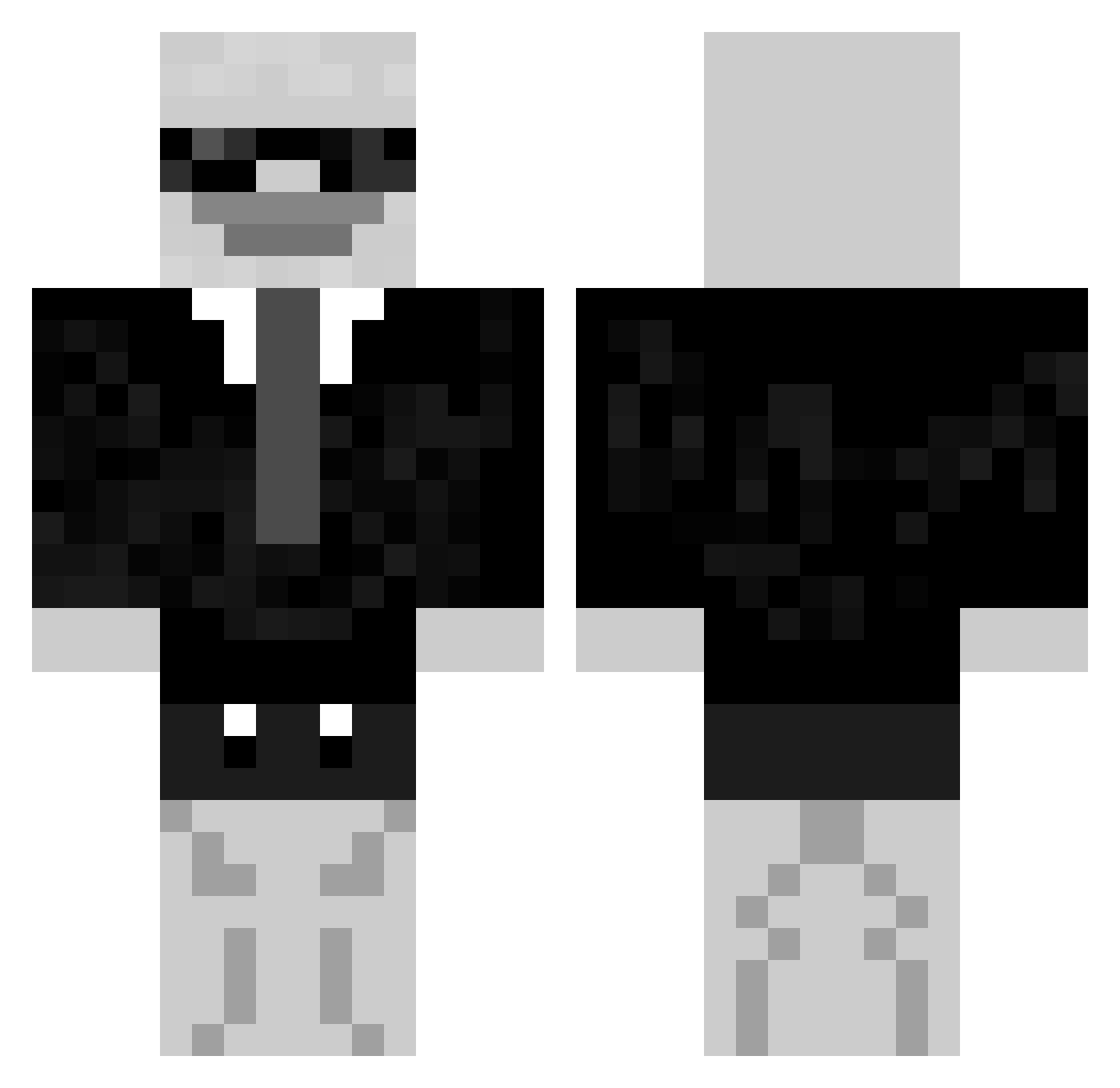 Quapx Minecraft skin, front and back view