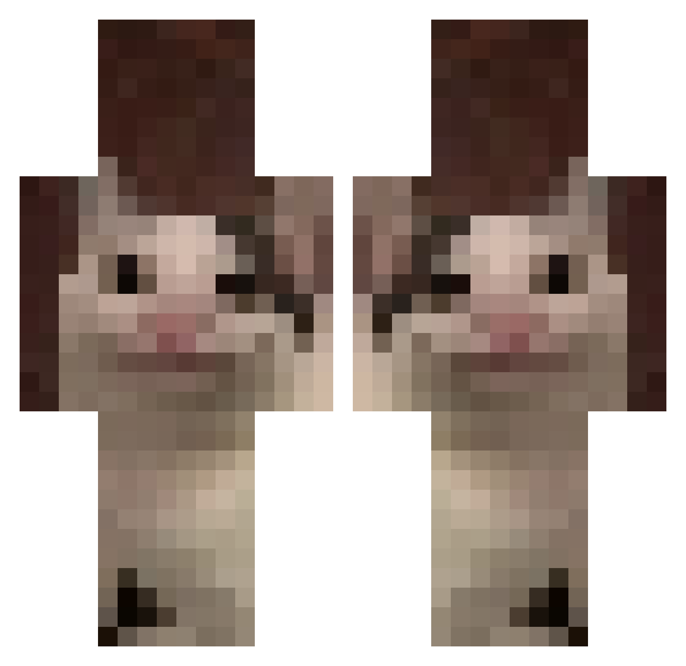 mirajoy Minecraft skin, front and back view