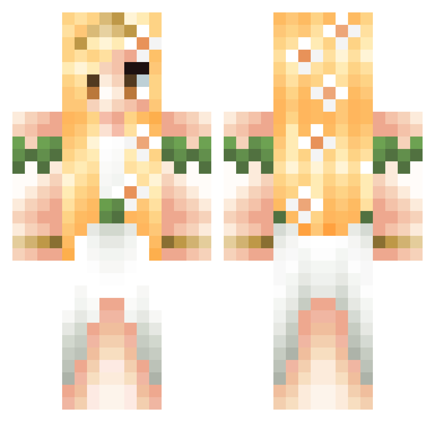 Moussaka Minecraft skin, front and back view
