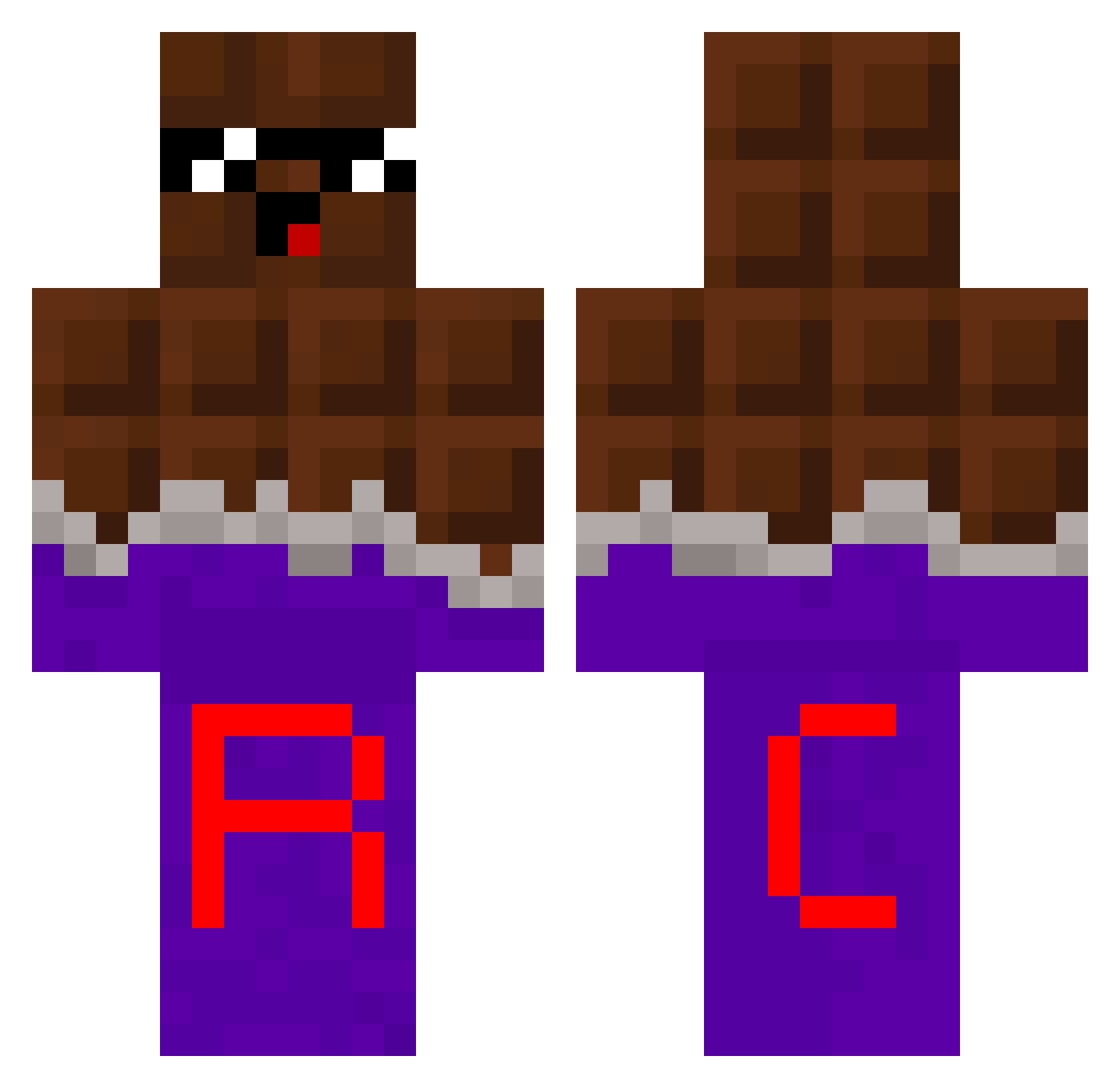 TimPandas Minecraft skin, front and back view
