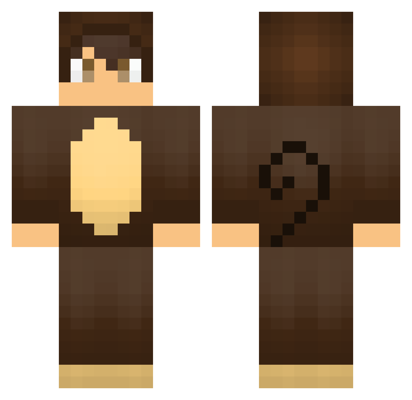 PuzzyDestroyed Minecraft skin, front and back view