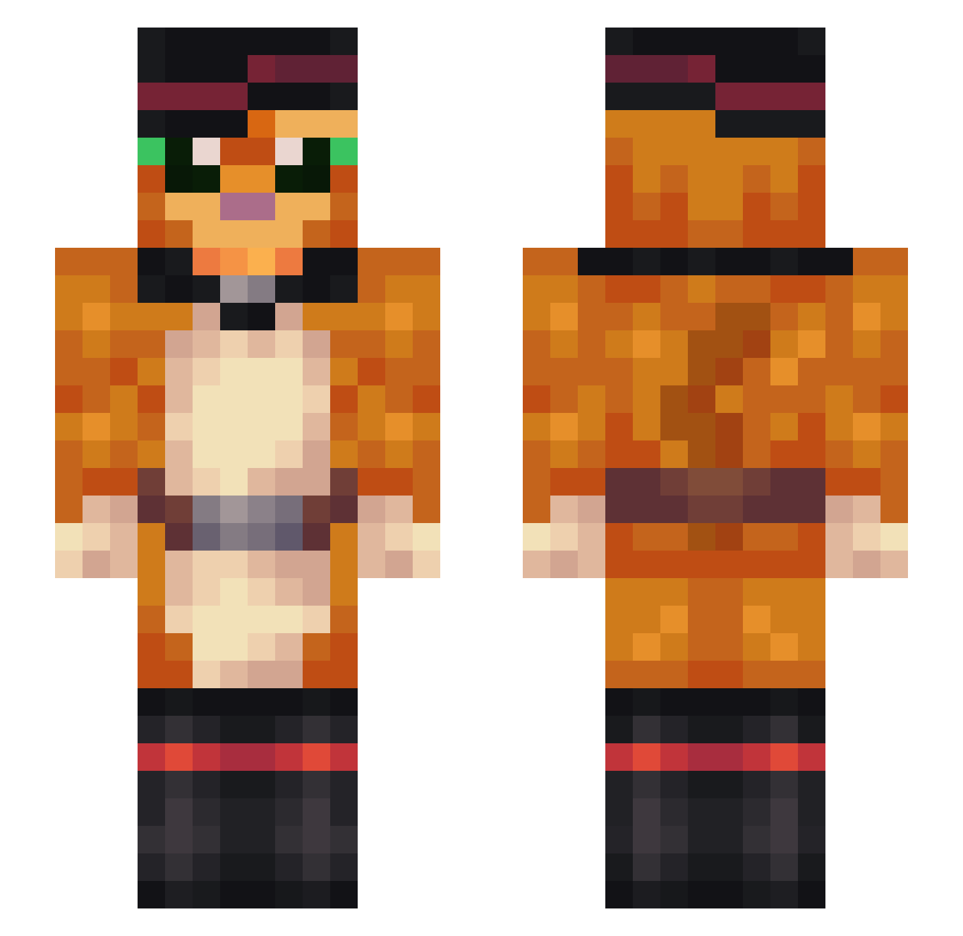de_capuccinoMC Minecraft skin, front and back view