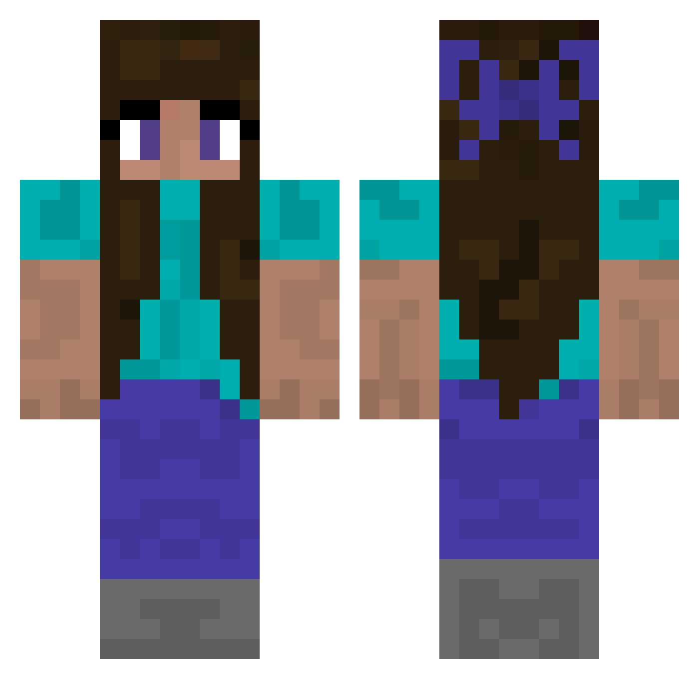Thulite Minecraft skin, front and back view