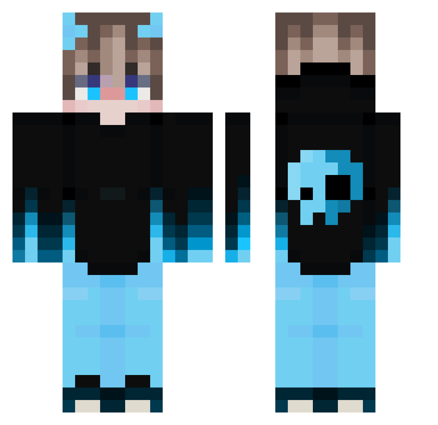 pixo2000 Minecraft skin, front and back view