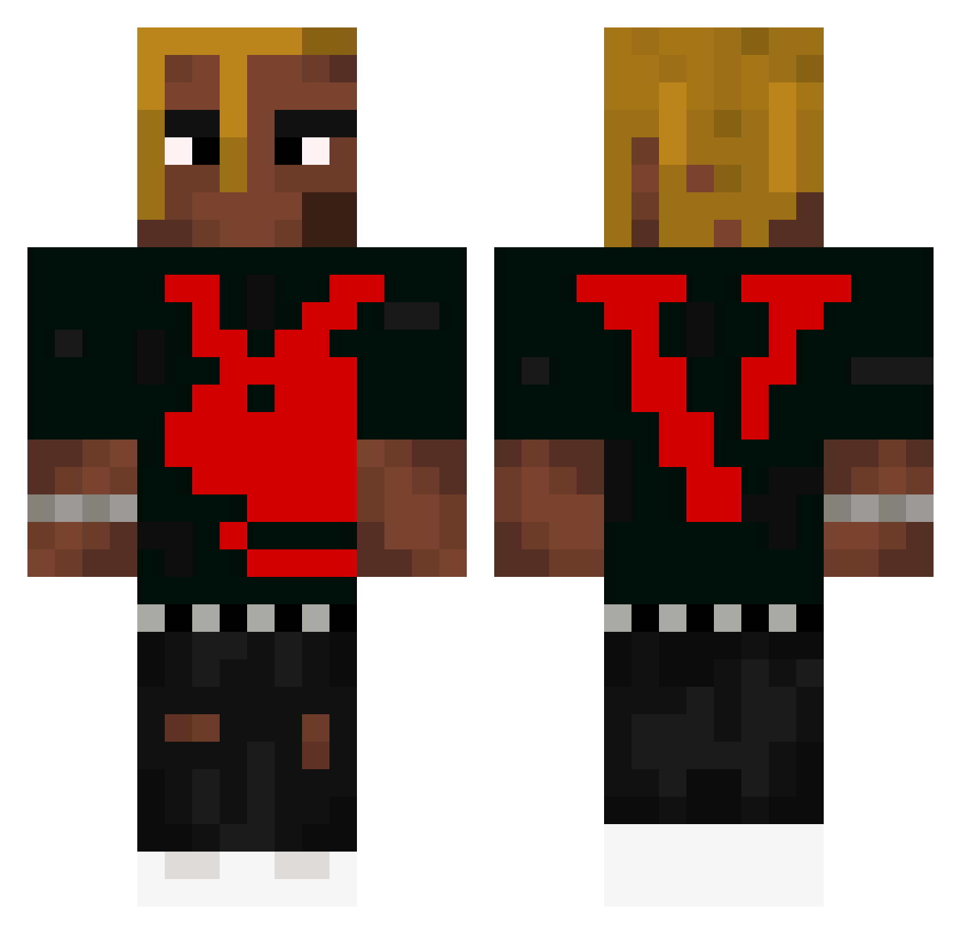 fire321 Minecraft skin, front and back view