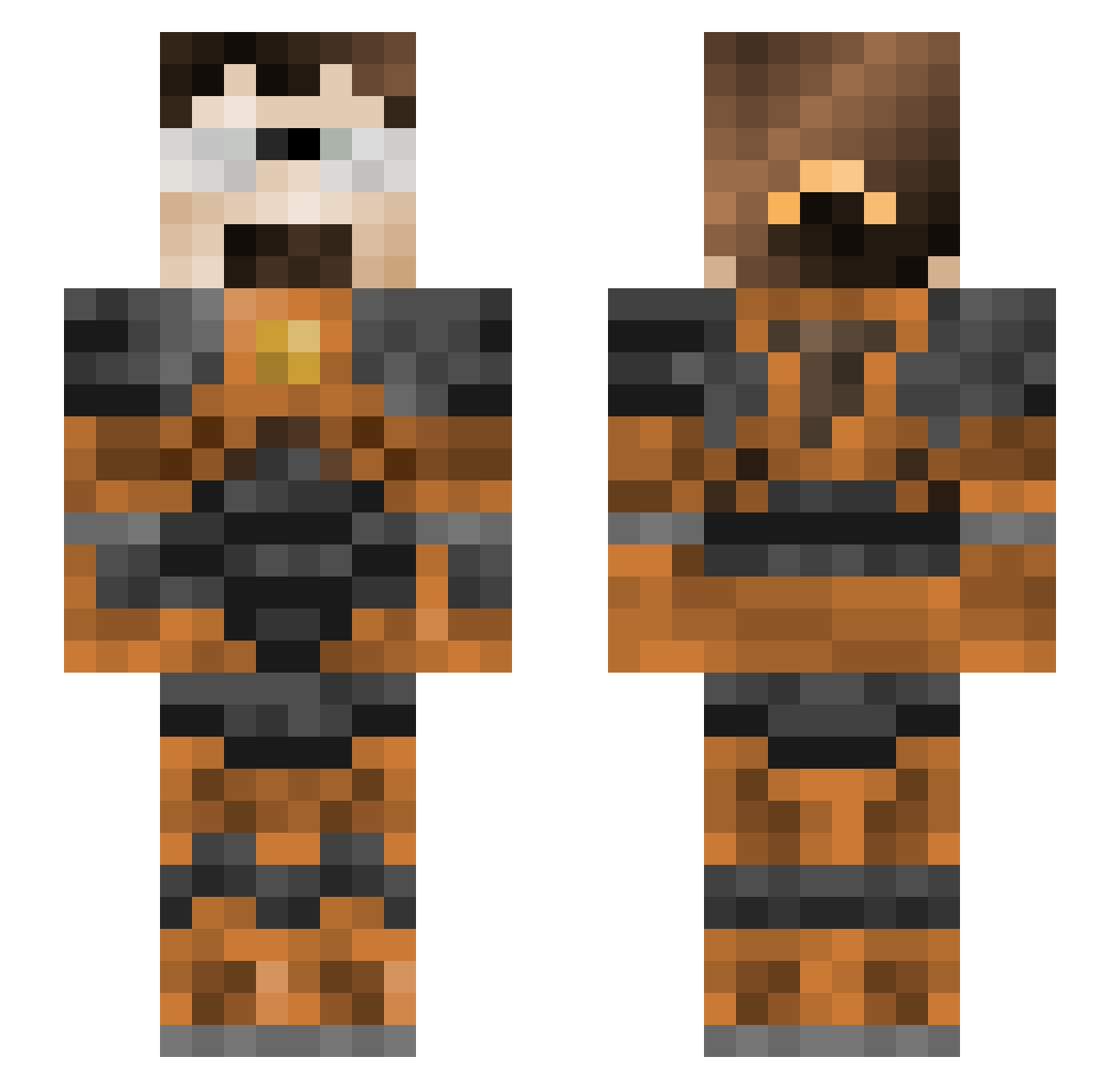 xFillix Minecraft skin, front and back view