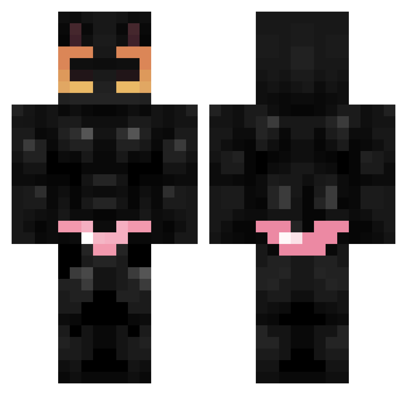 Pjmz Minecraft skin, front and back view