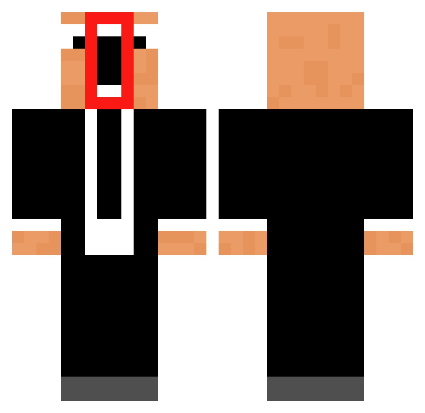 bummedinass Minecraft skin, front and back view