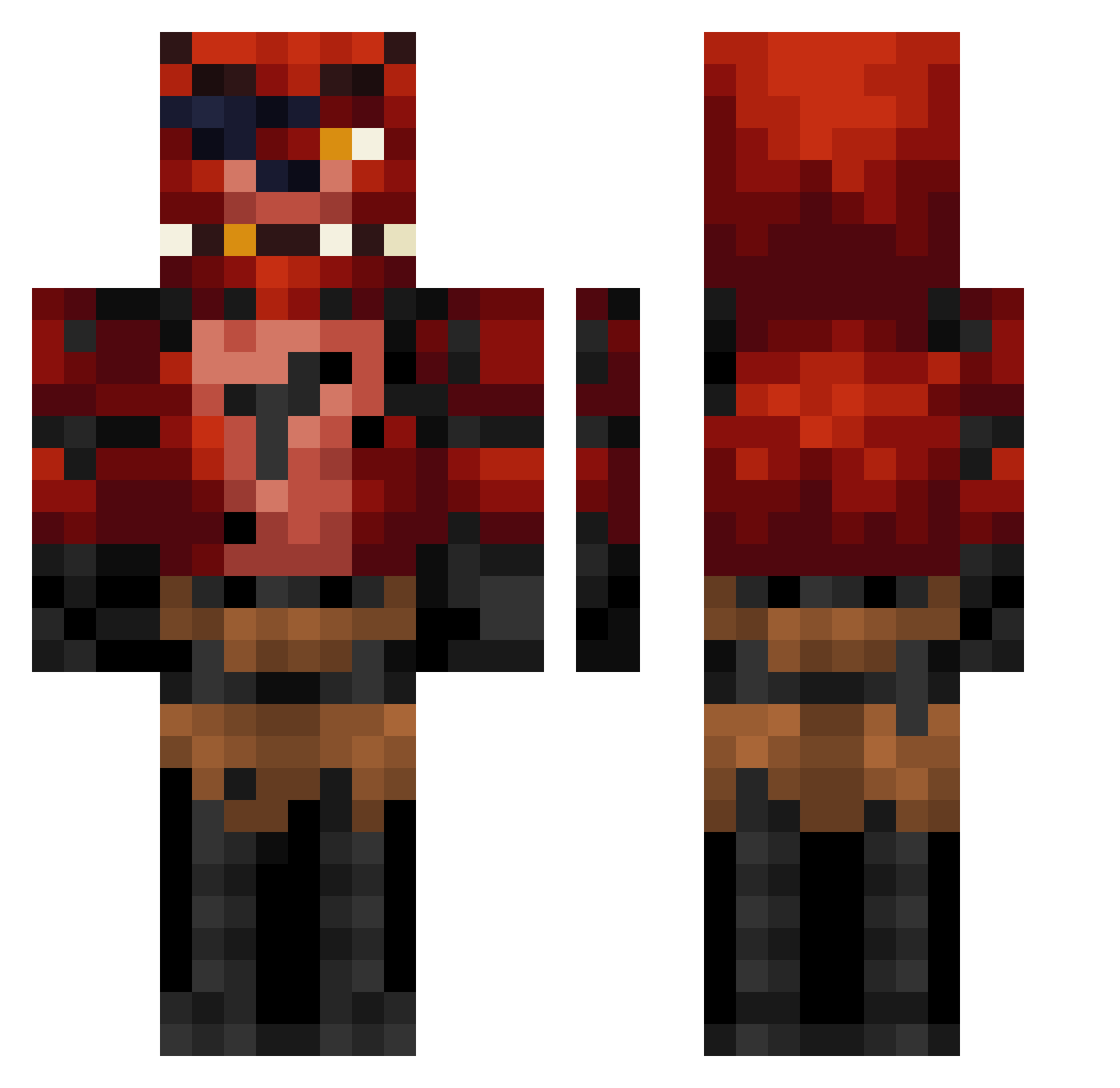 2muchjuice Minecraft skin, front and back view