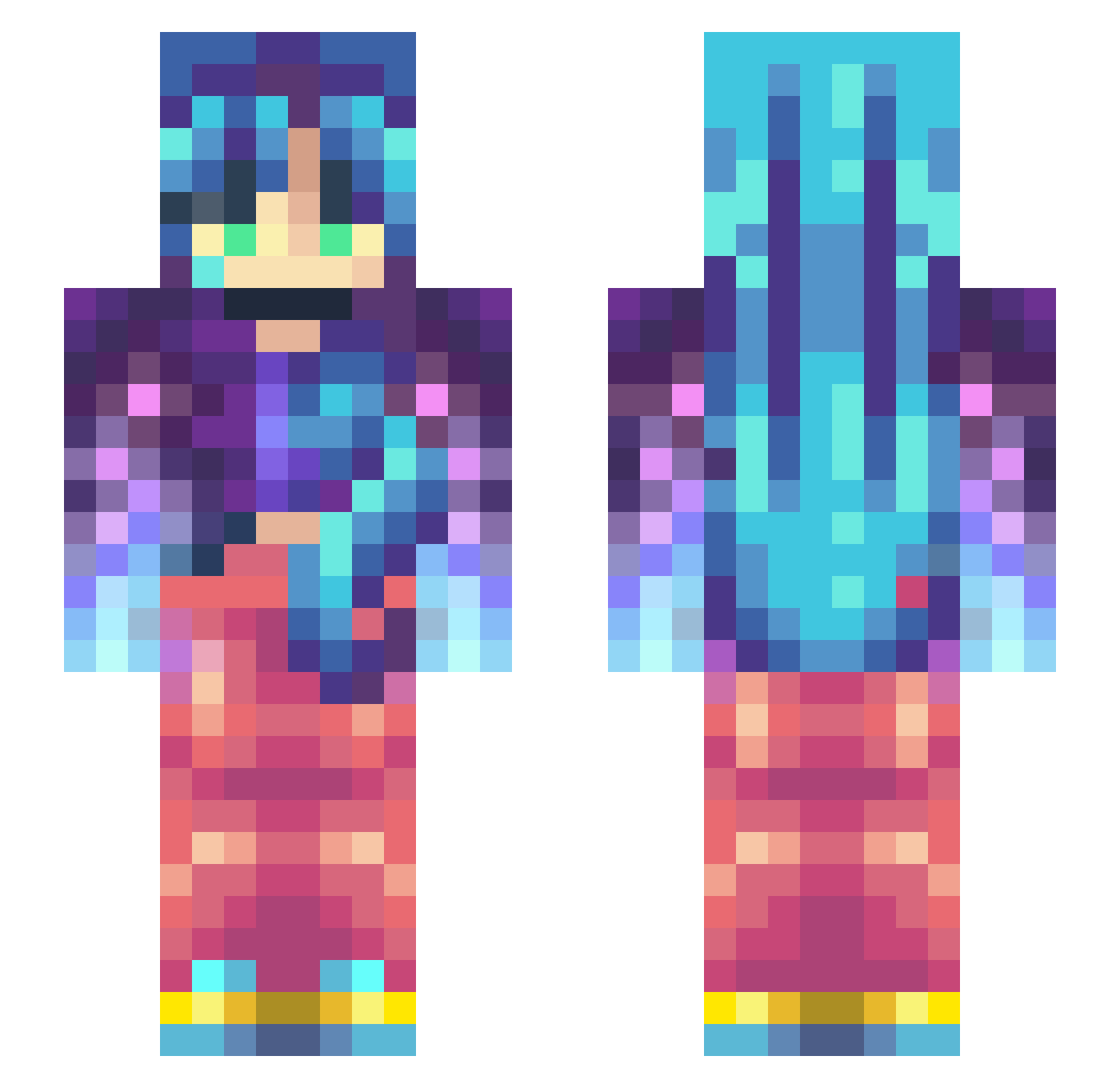 Bandana Minecraft skin, front and back view