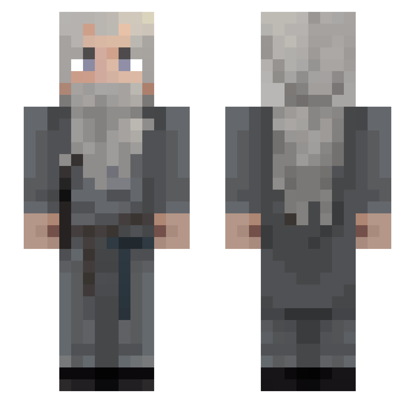 Gandalf6464 Minecraft skin, front and back view