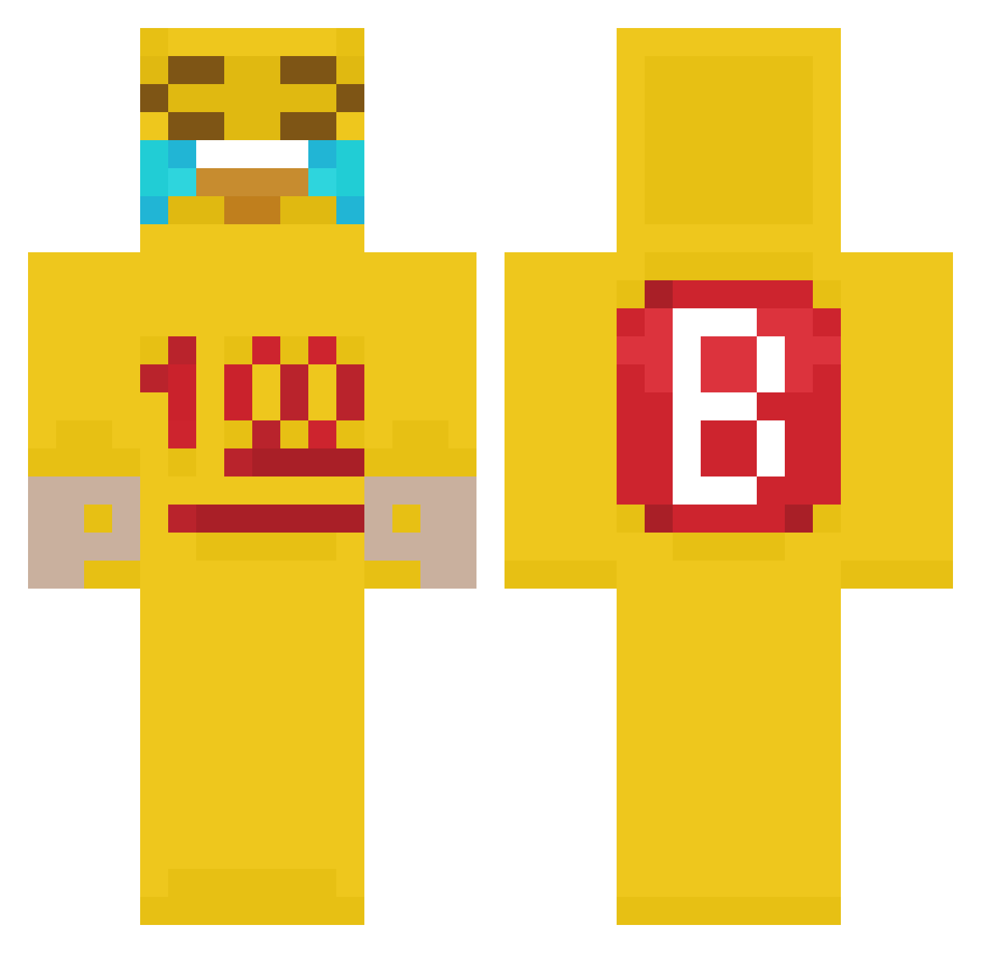 BreadAndToast Minecraft skin, front and back view