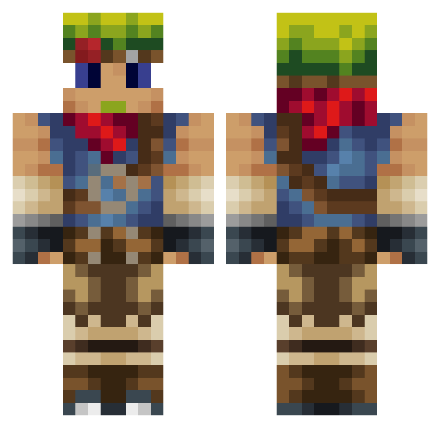 JonNyet Minecraft skin, front and back view