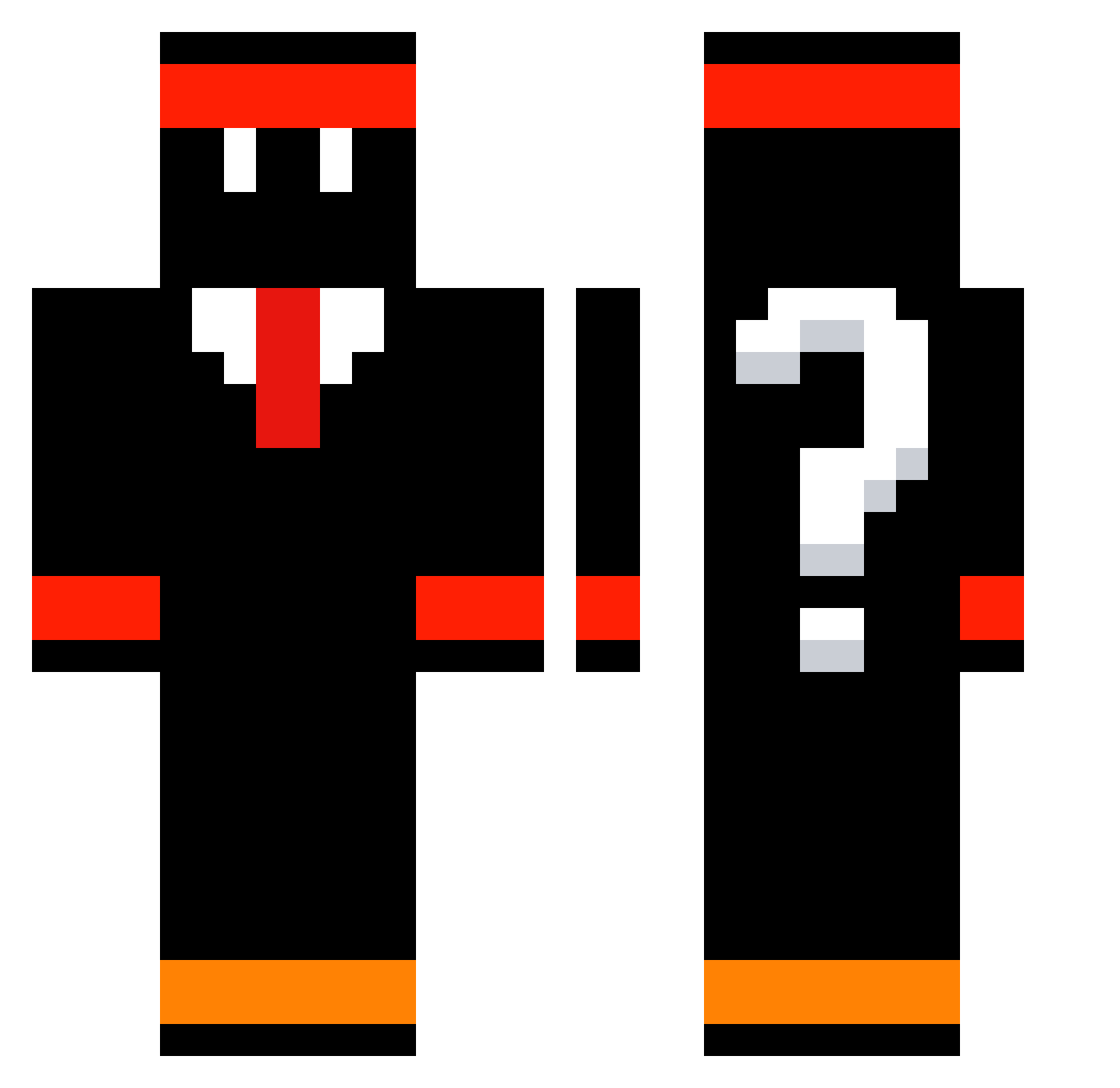 InfernoHQ Minecraft skin, front and back view