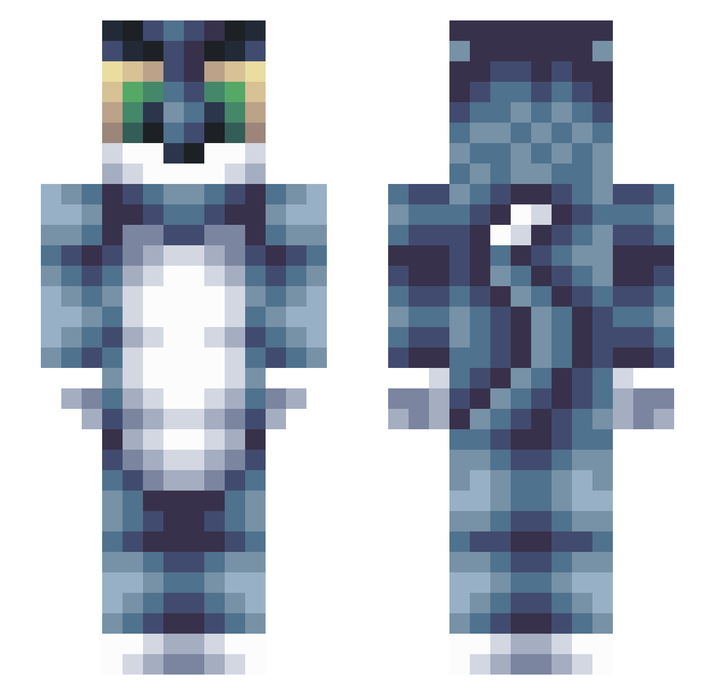 Ploughshare Minecraft skin, front and back view