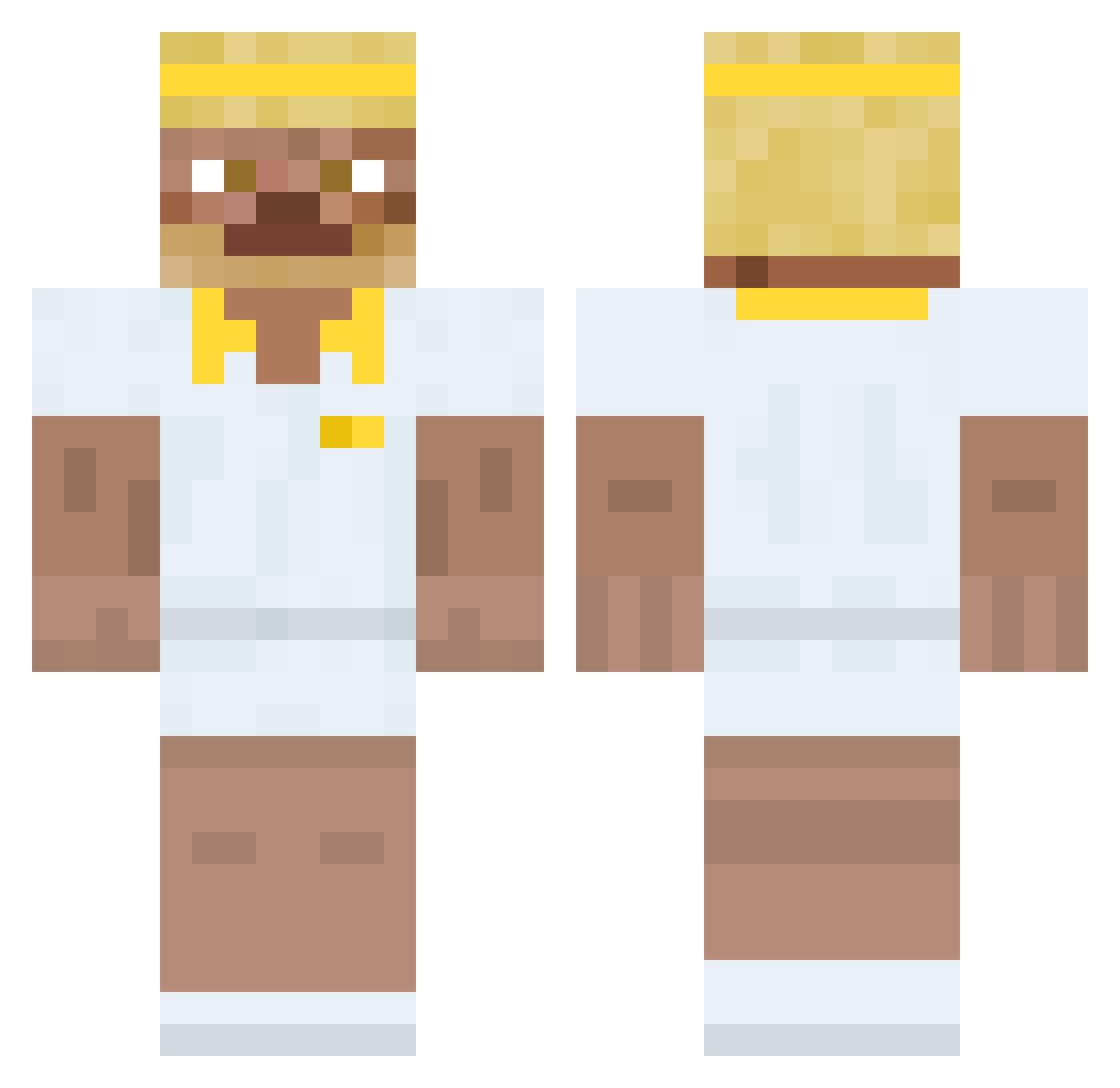 Shloggers Minecraft skin, front and back view