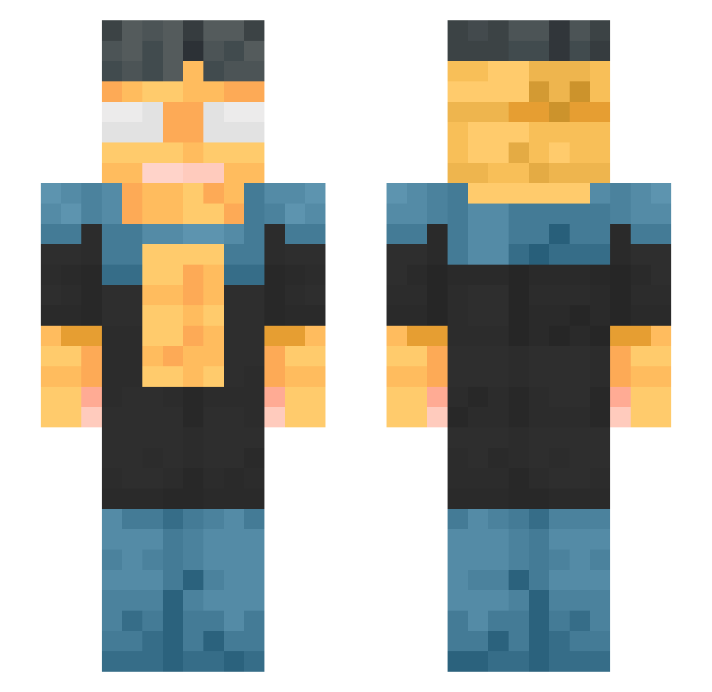 Dnation Minecraft skin, front and back view
