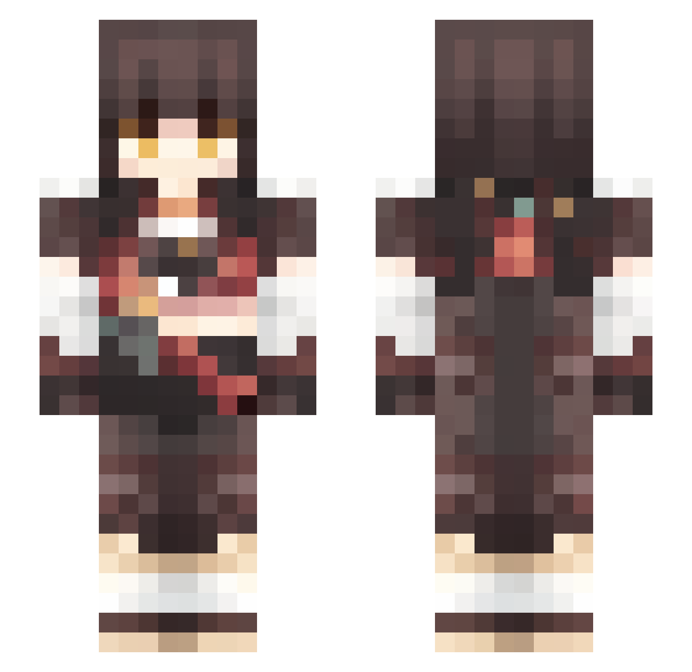 DrownedQWQ Minecraft skin, front and back view