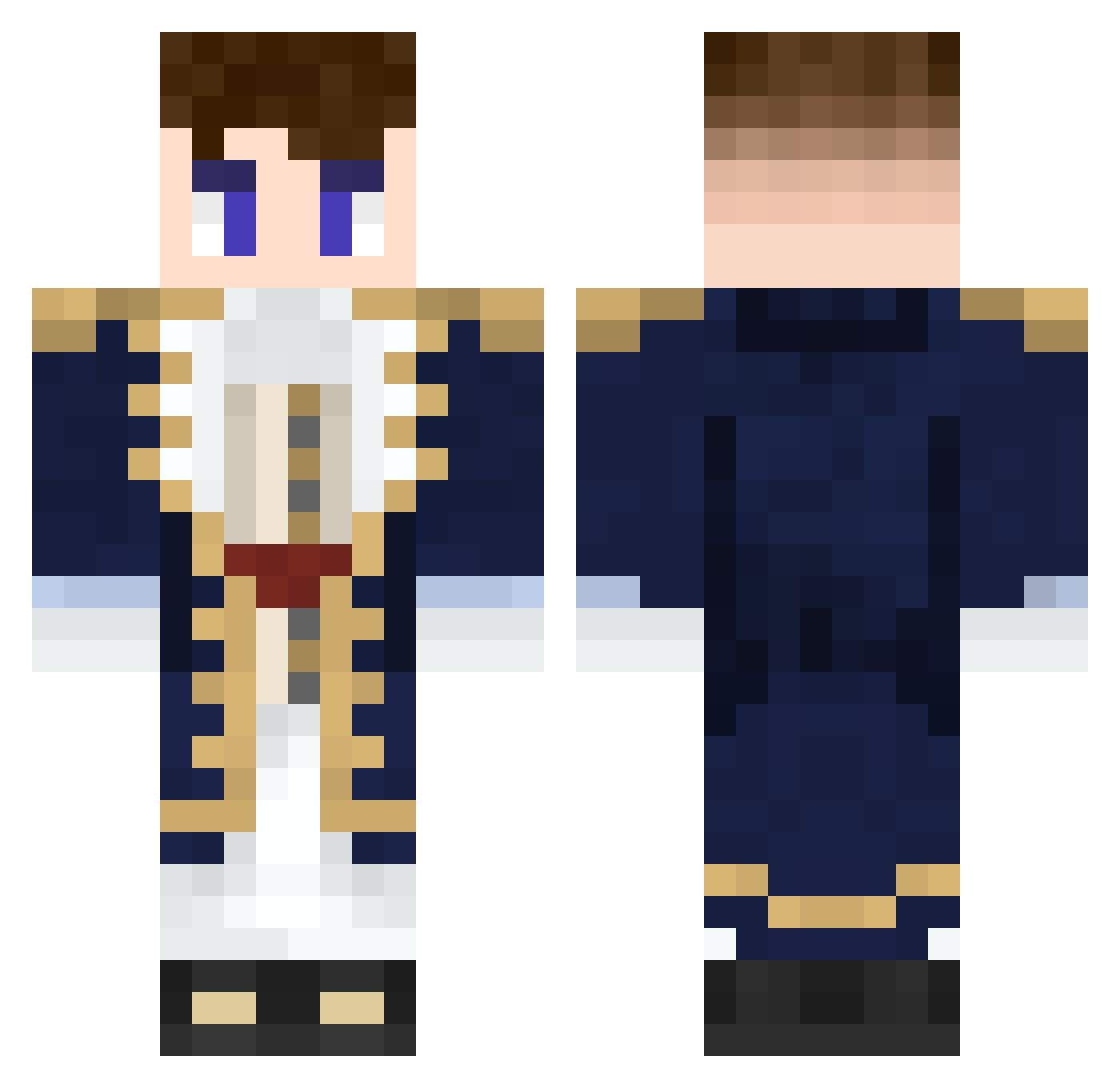 Loran357 Minecraft skin, front and back view