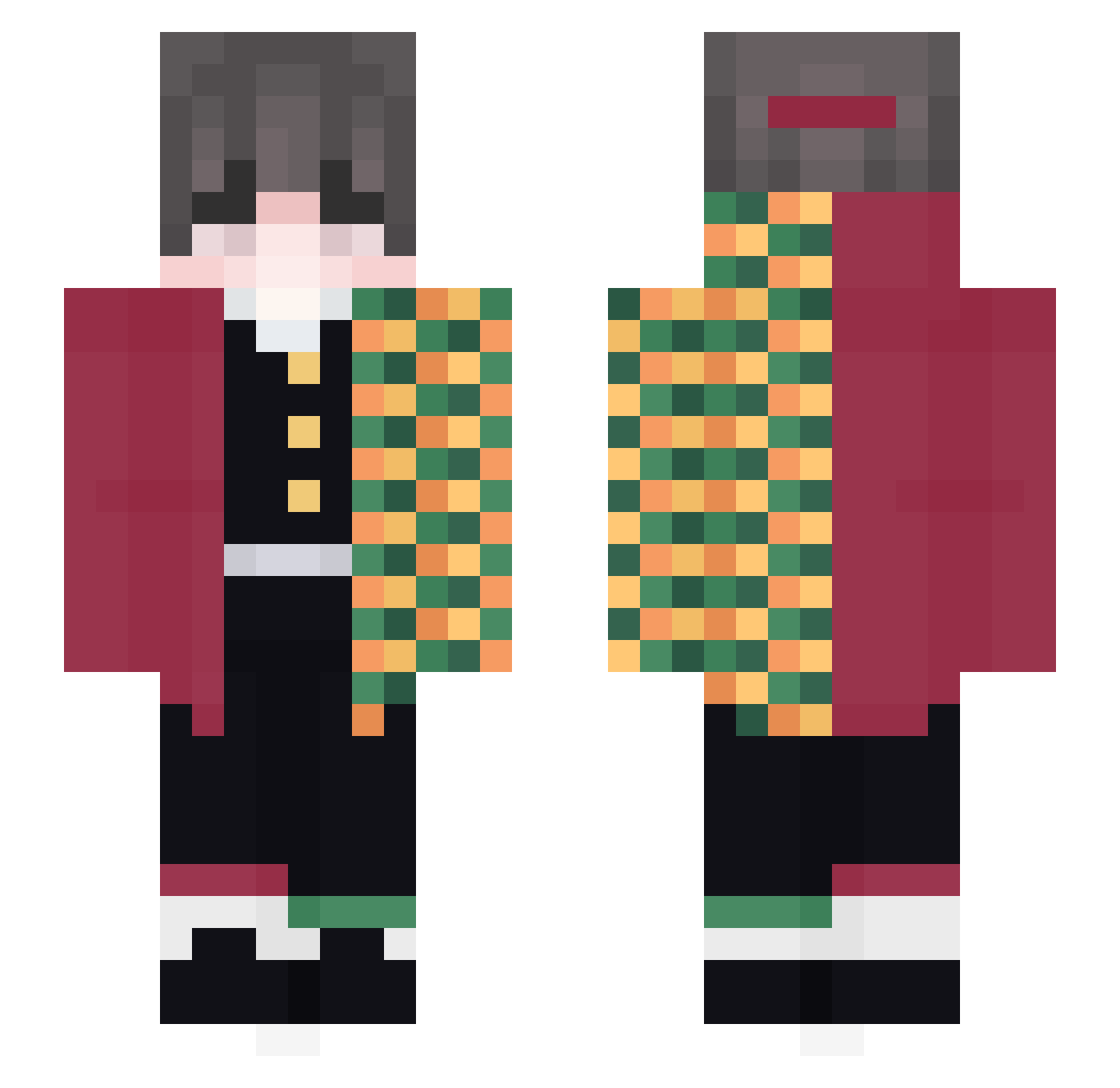 xTsuji Minecraft skin, front and back view
