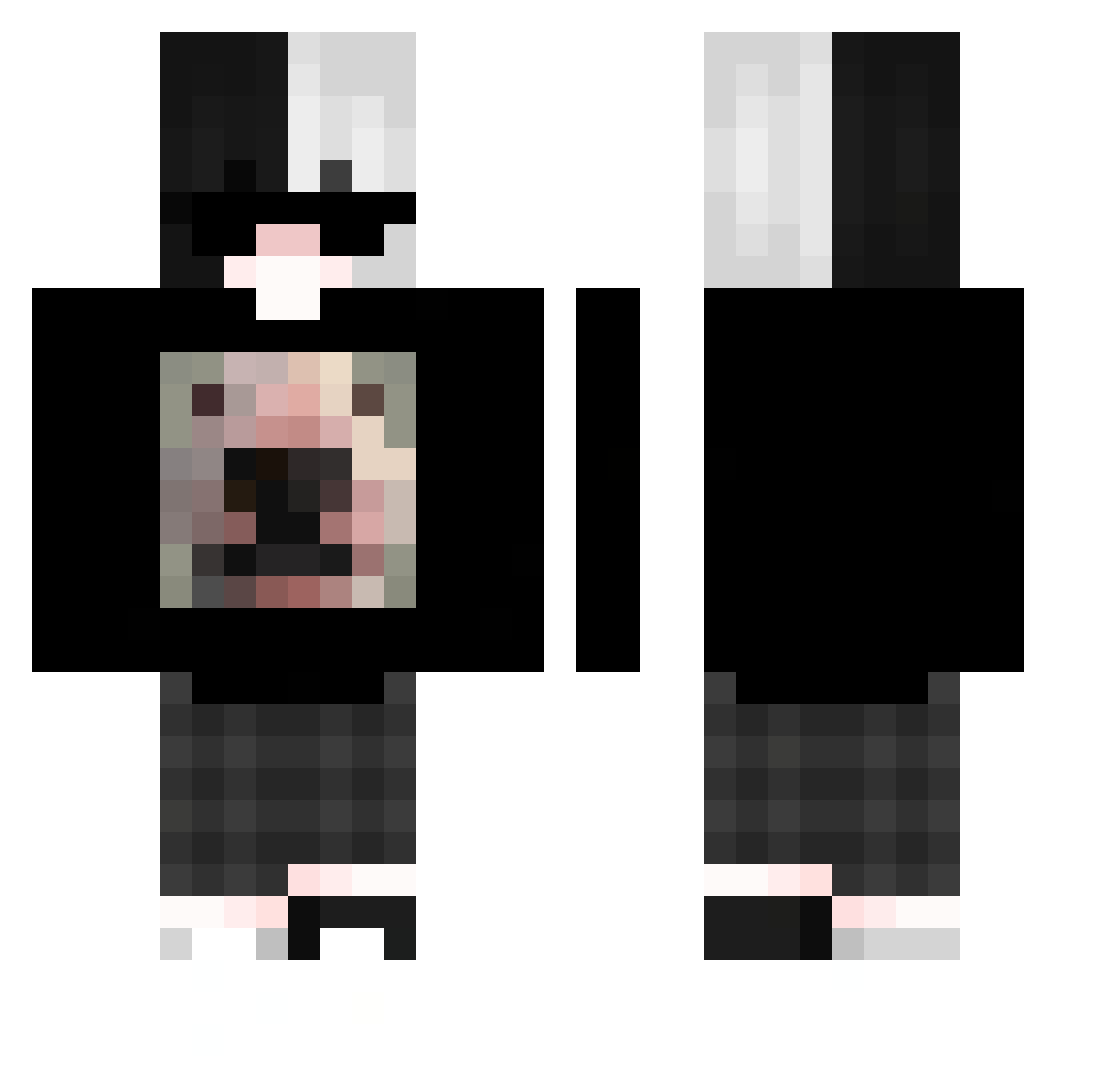 Unspectacled Minecraft skin, front and back view