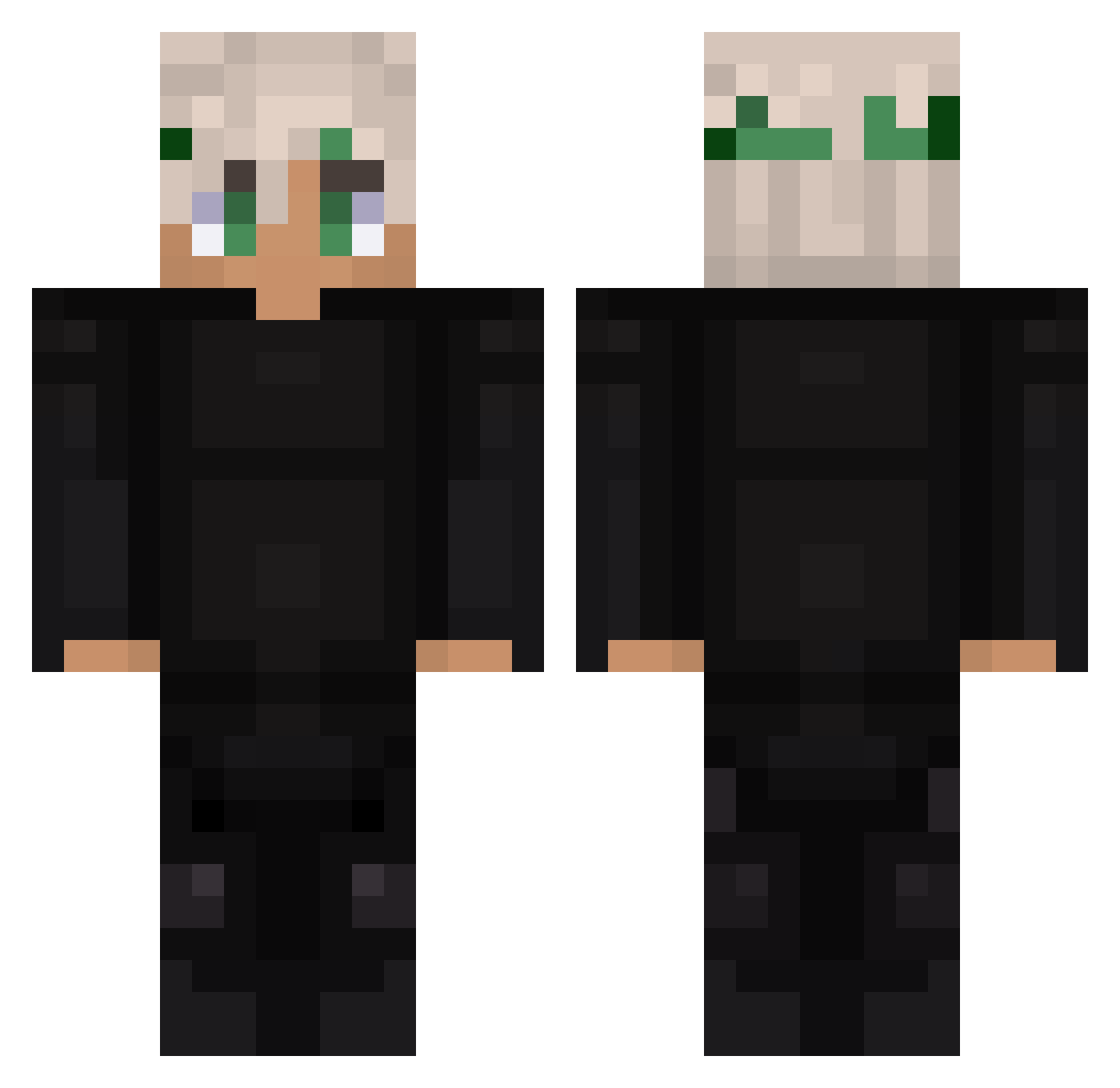 Ugly Minecraft skin, front and back view