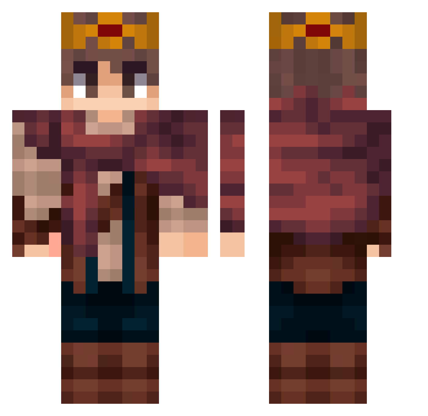 RipArrow Minecraft skin, front and back view