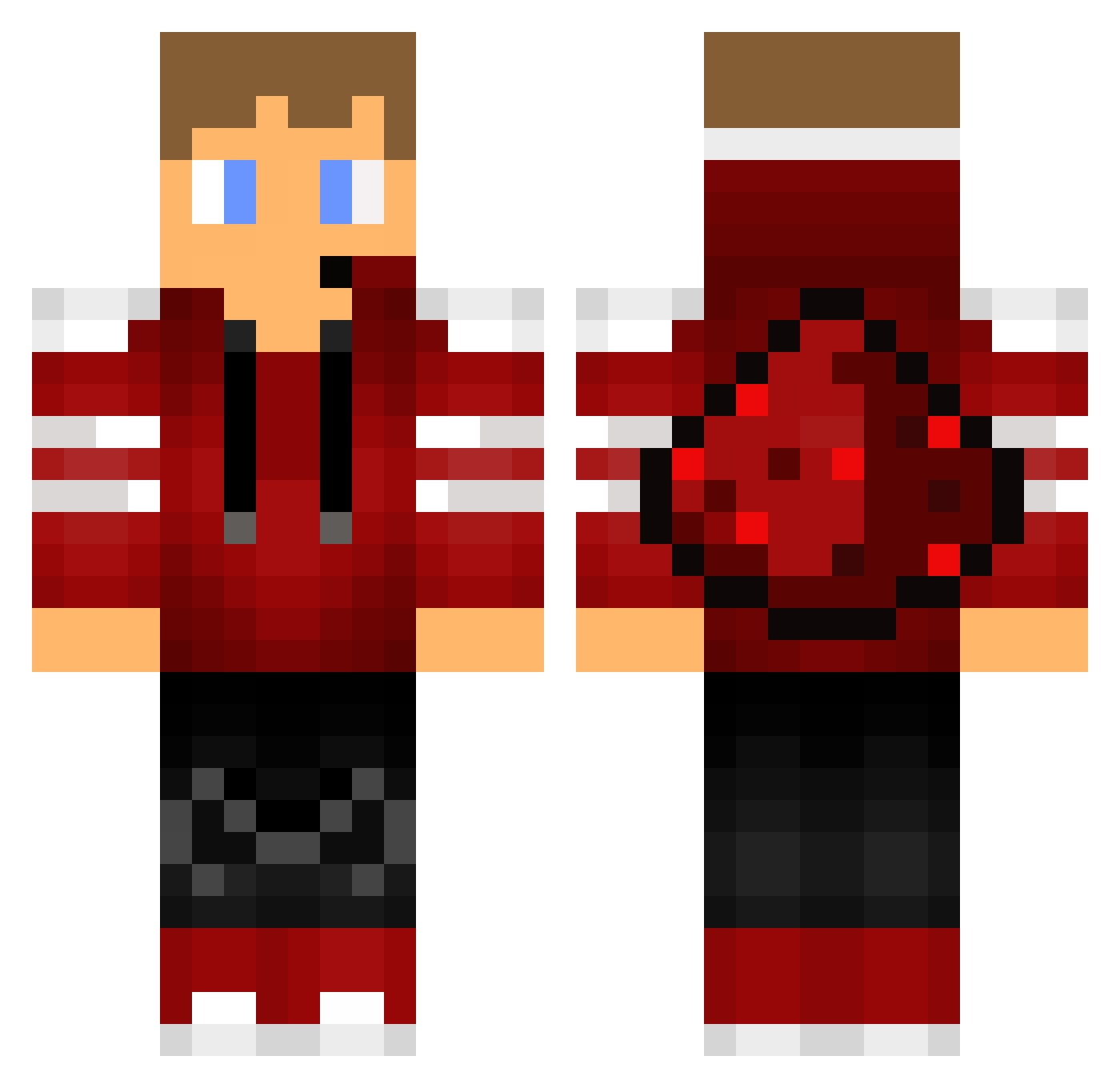 RedStone_Leader Minecraft skin, front and back view