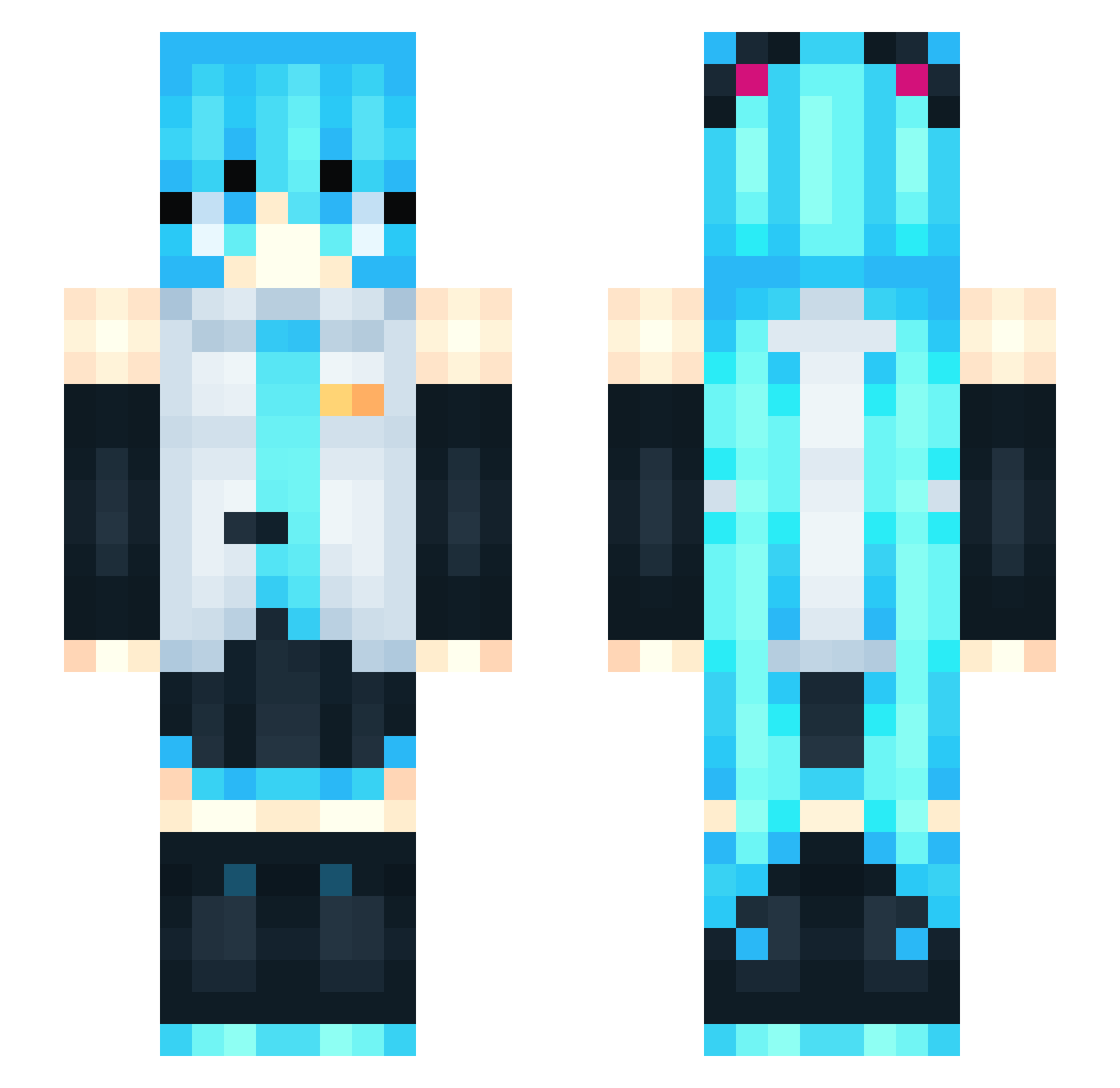 Rineruko Minecraft skin, front and back view
