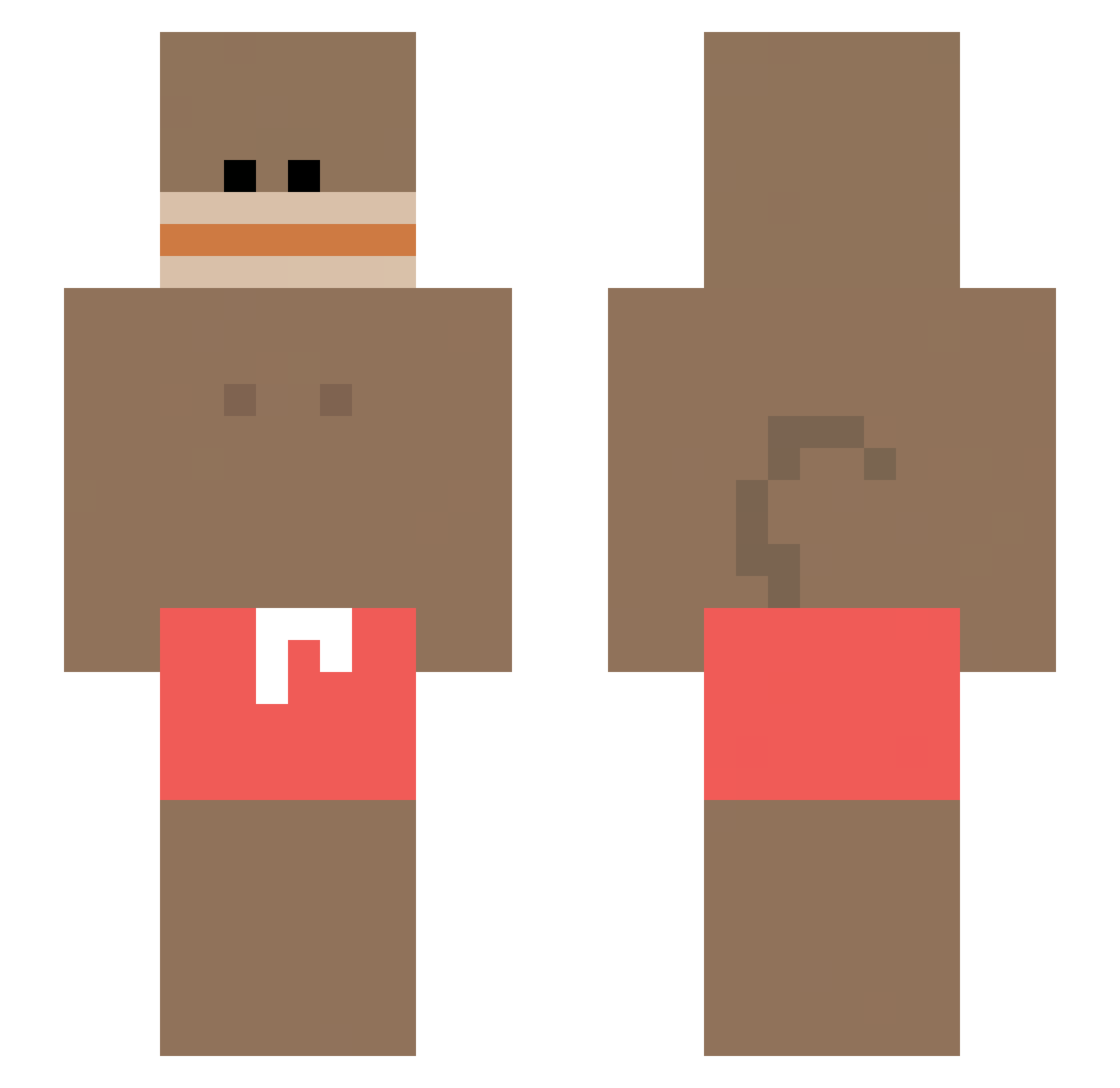 rEEEADD Minecraft skin, front and back view