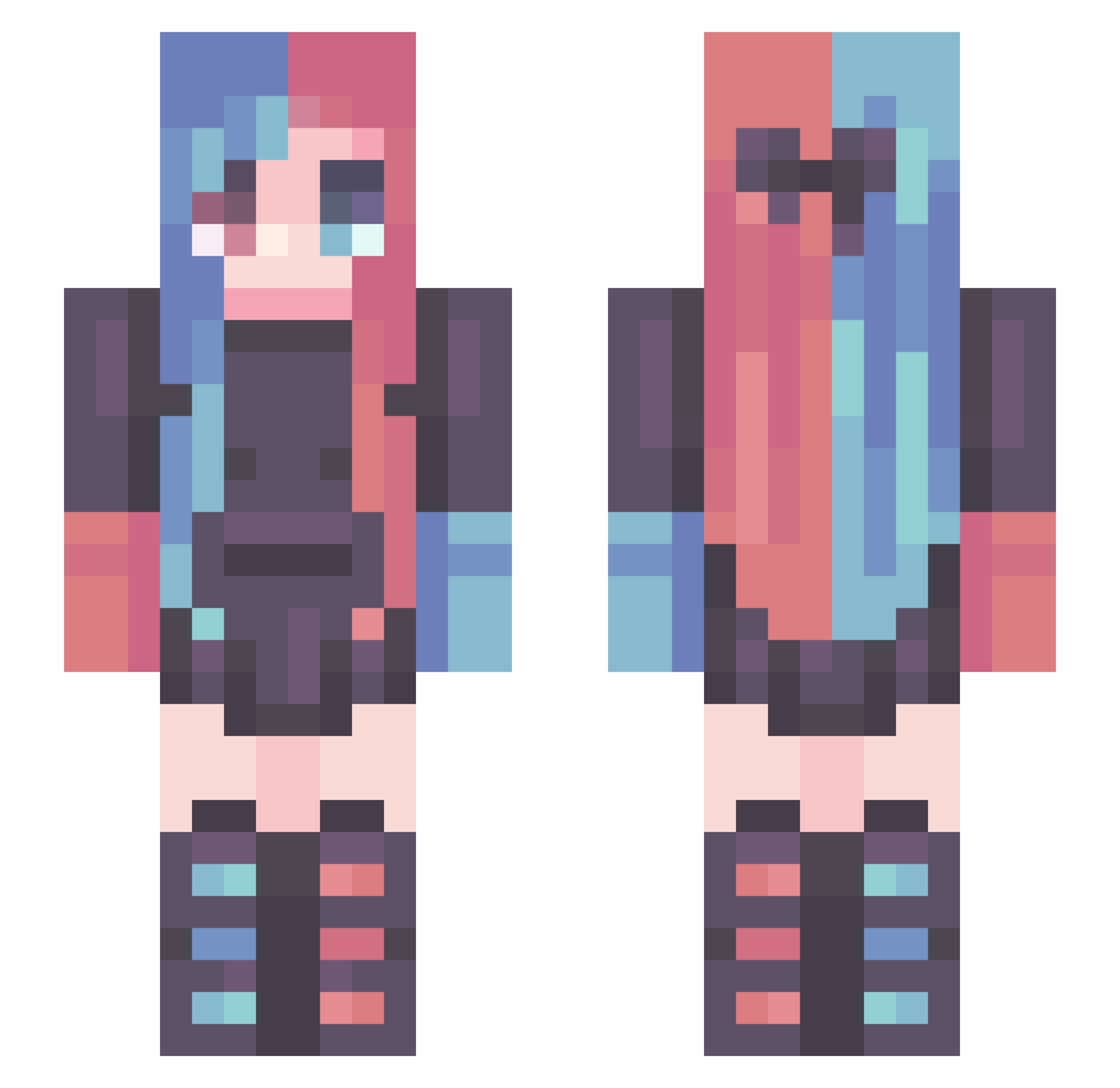 Ravenheart98 Minecraft skin, front and back view