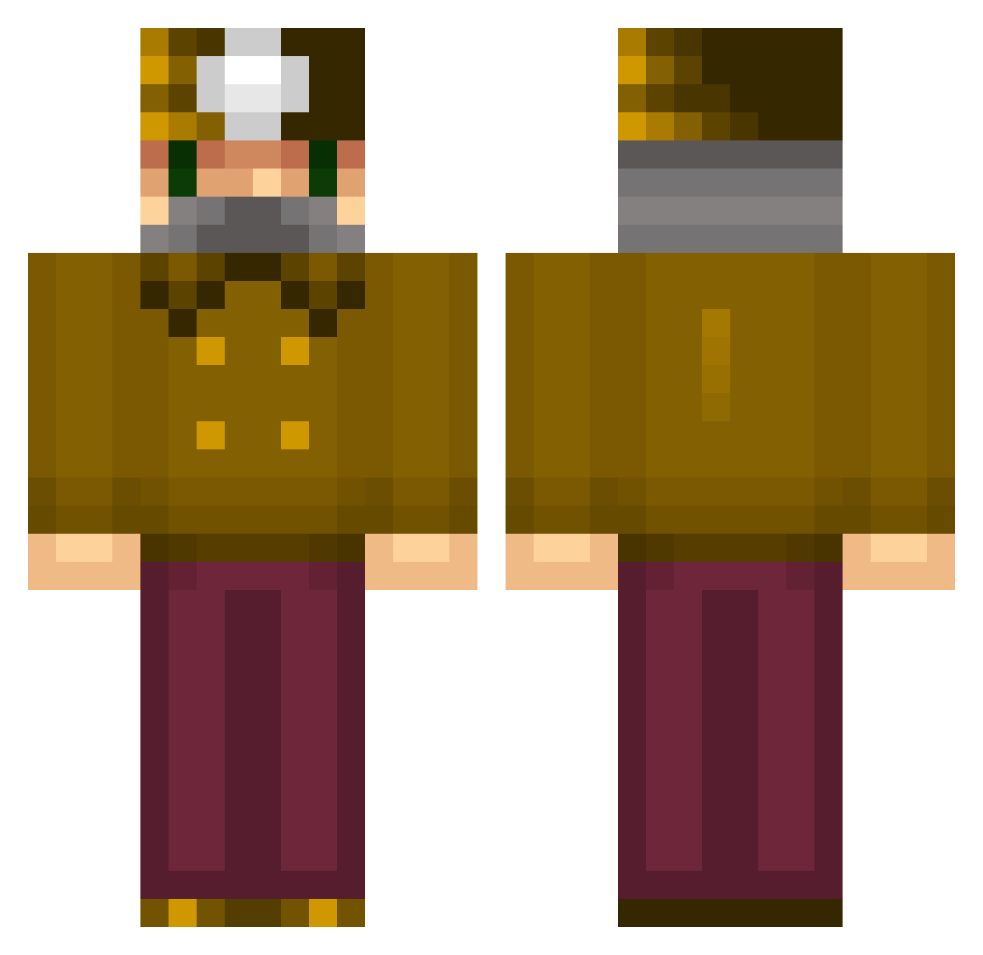 Lord_Sourdough Minecraft skin, front and back view