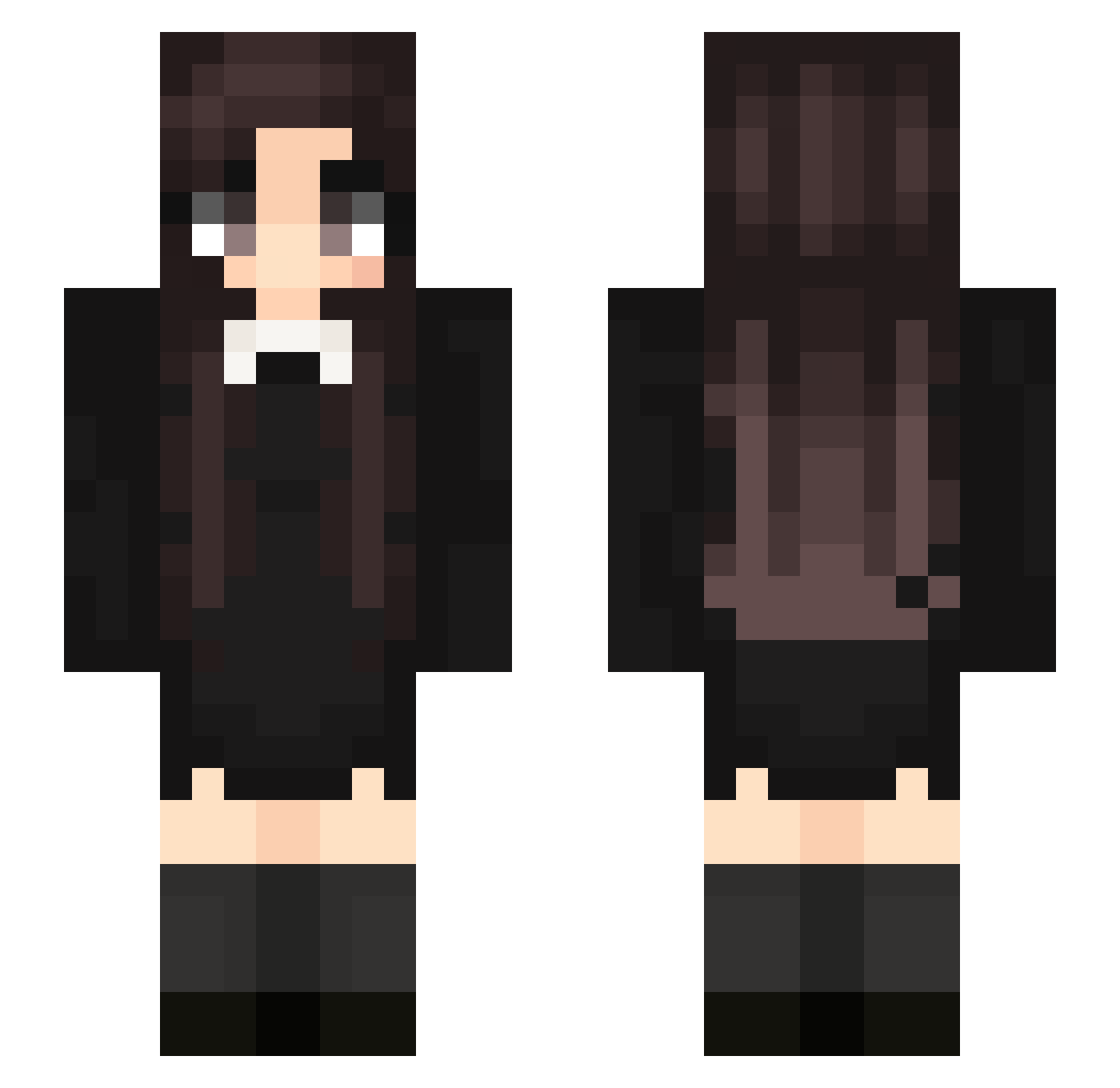 Unethereal Minecraft skin, front and back view