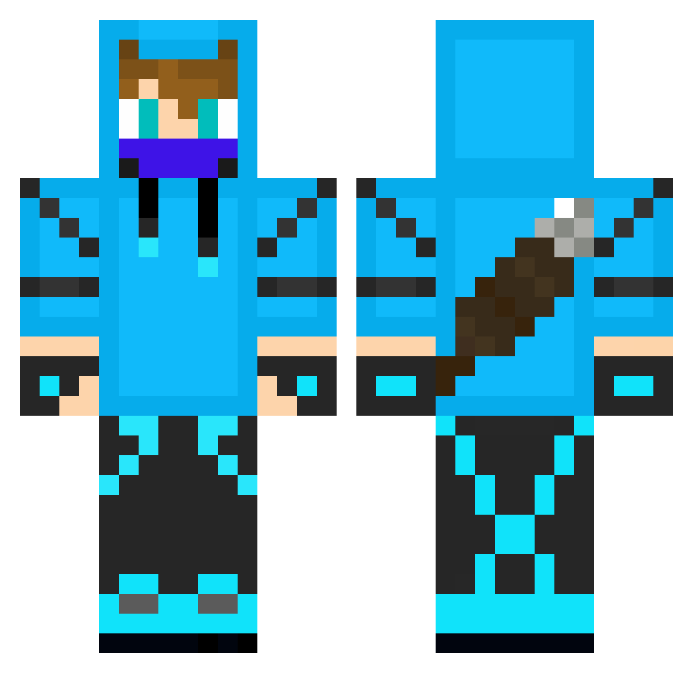 Crystalguy Minecraft skin, front and back view