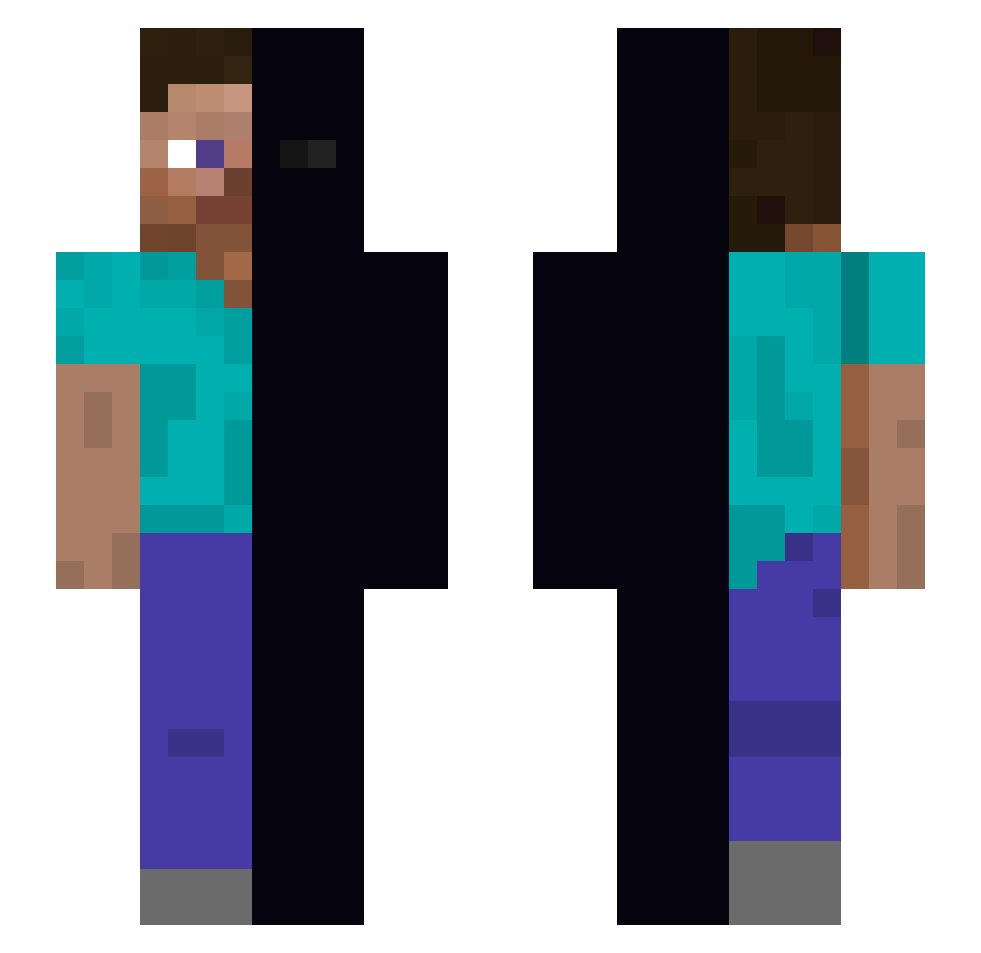 T0O0O Minecraft skin, front and back view