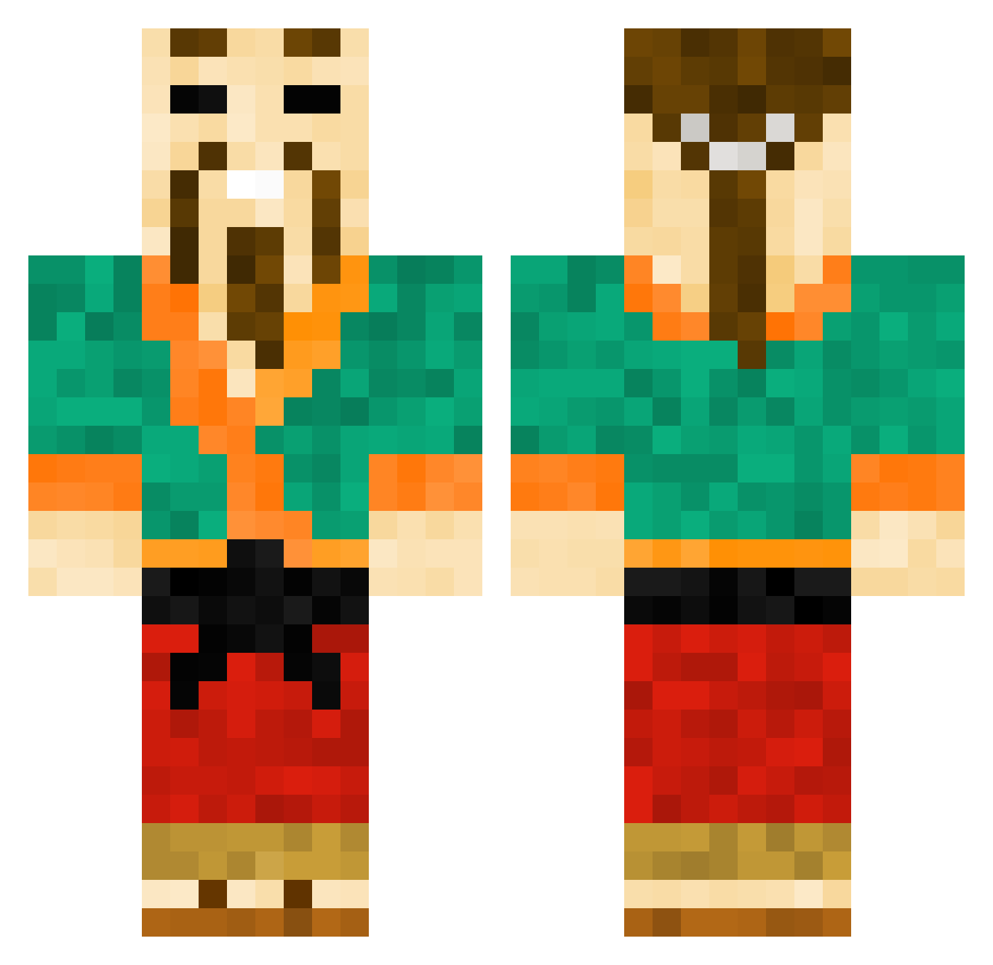 UnknownGeeza Minecraft skin, front and back view