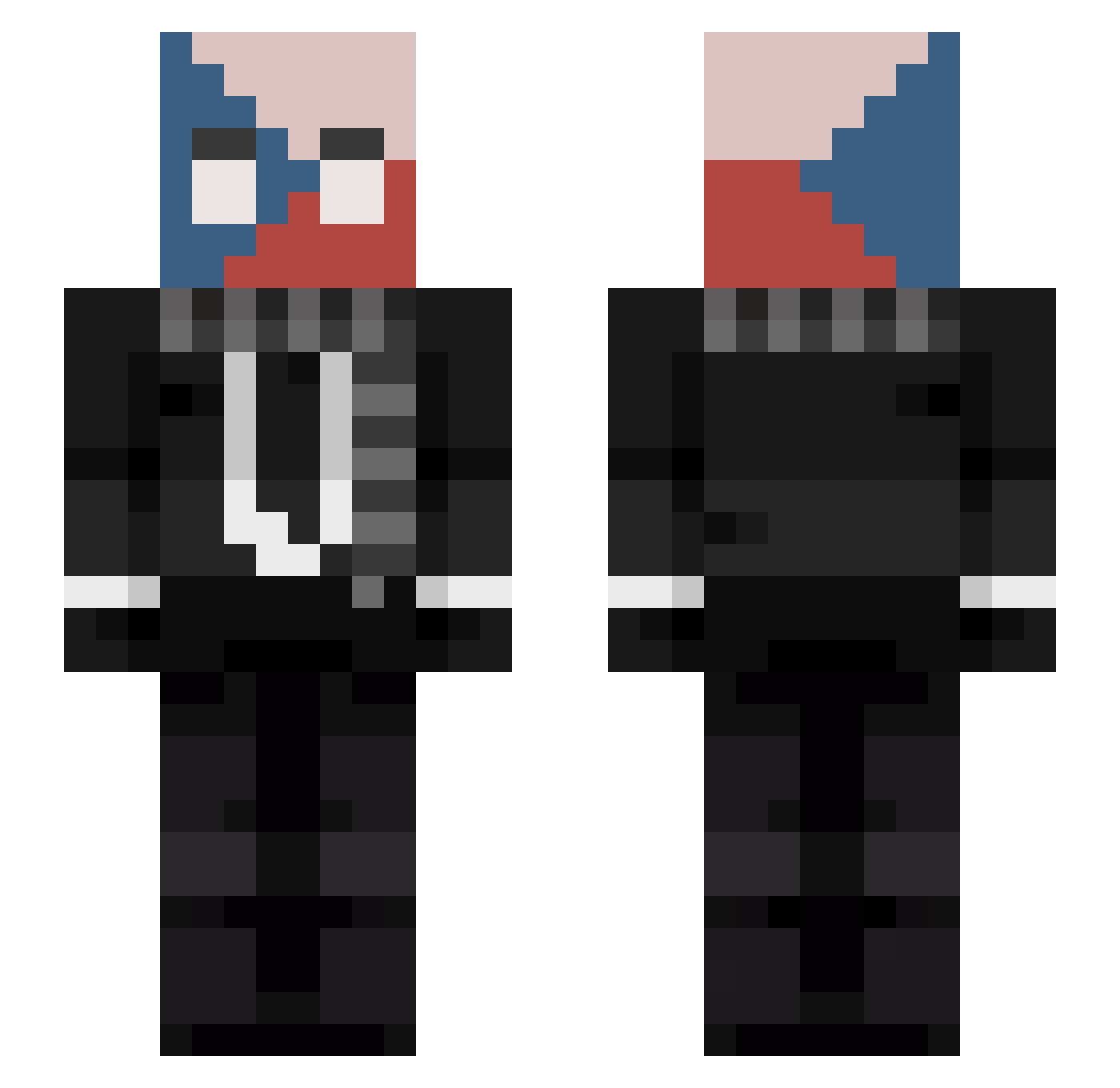 SimxsYT Minecraft skin, front and back view