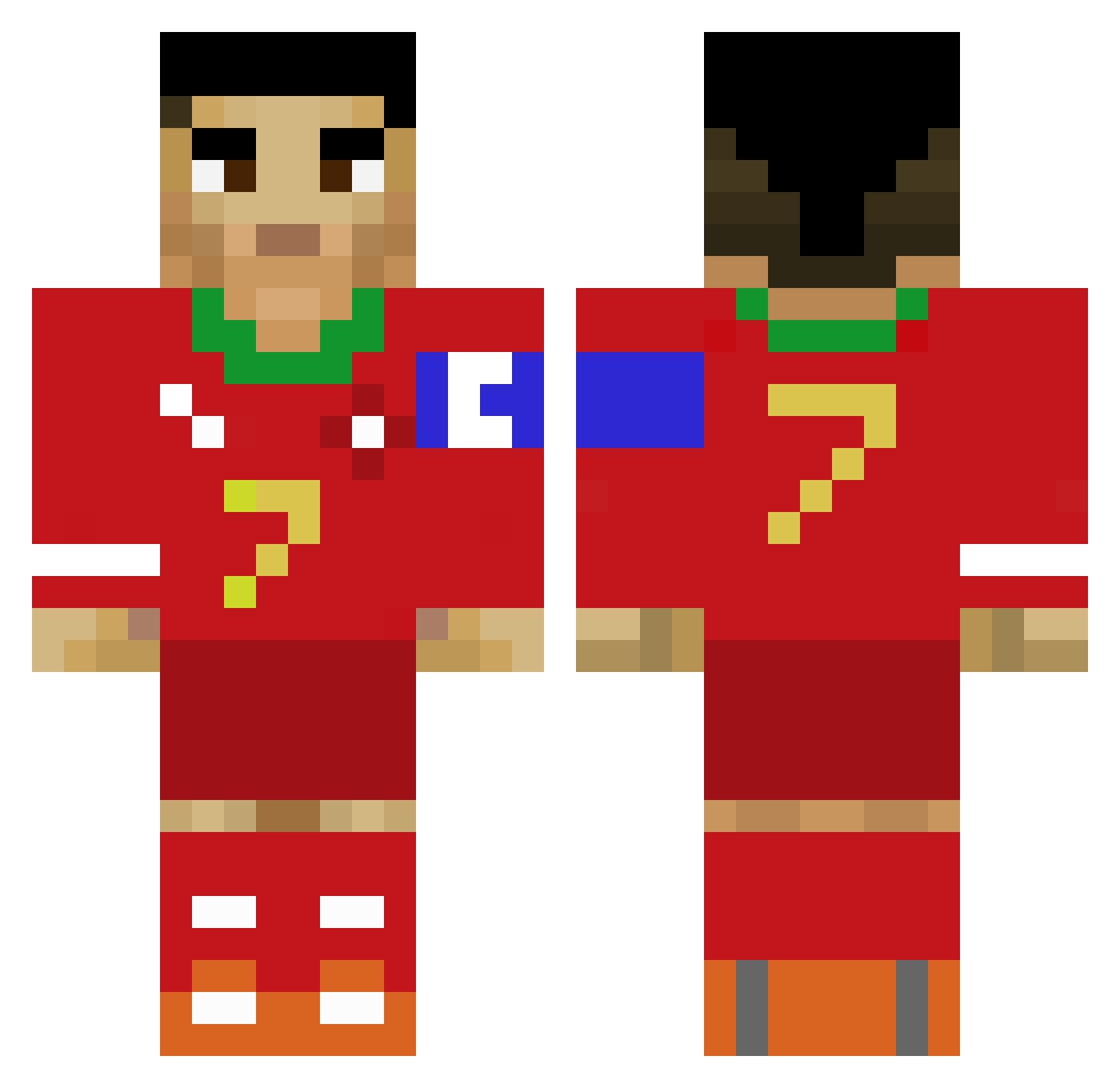 Aris10d Minecraft skin, front and back view