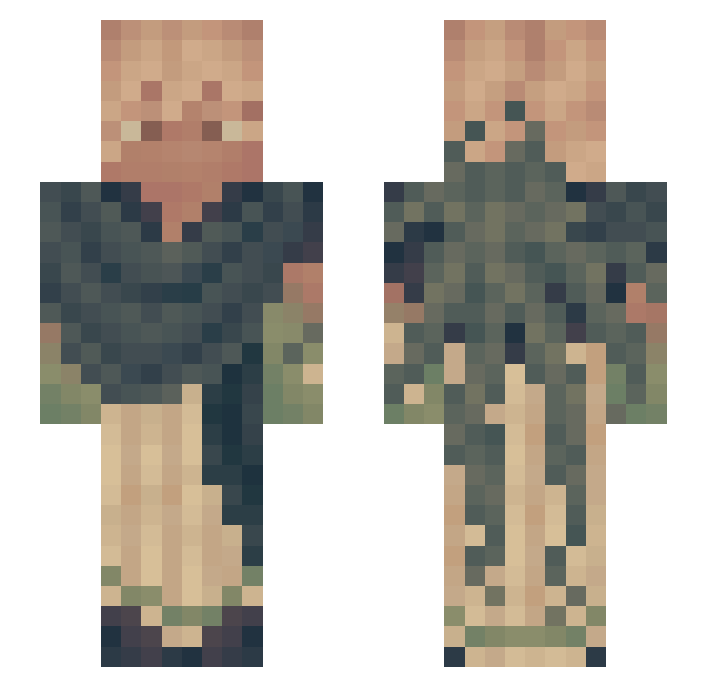 TopRoot Minecraft skin, front and back view