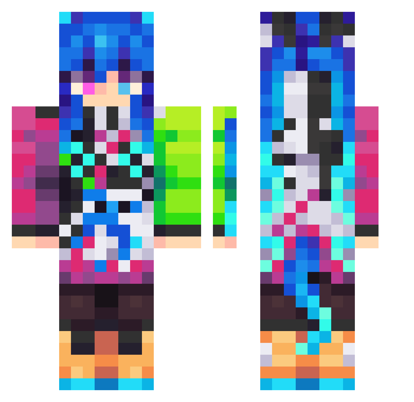 SilexYt Minecraft skin, front and back view