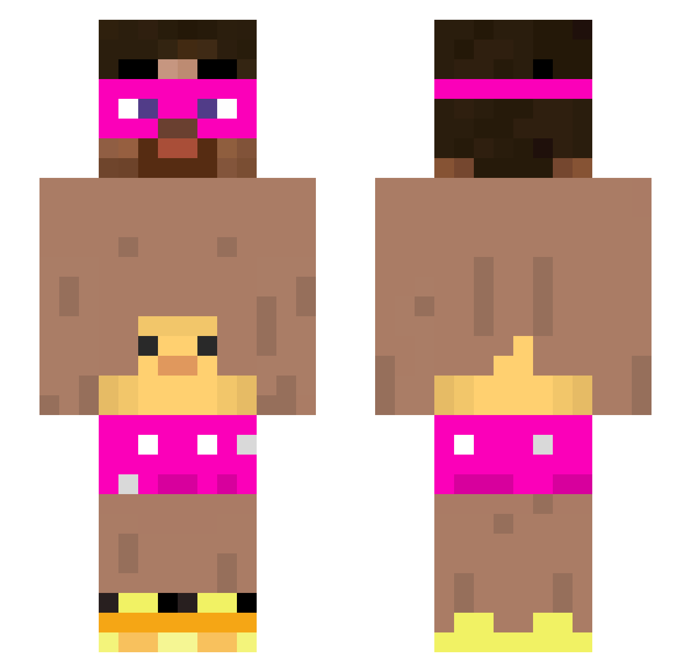 Tourne_Brouette Minecraft skin, front and back view