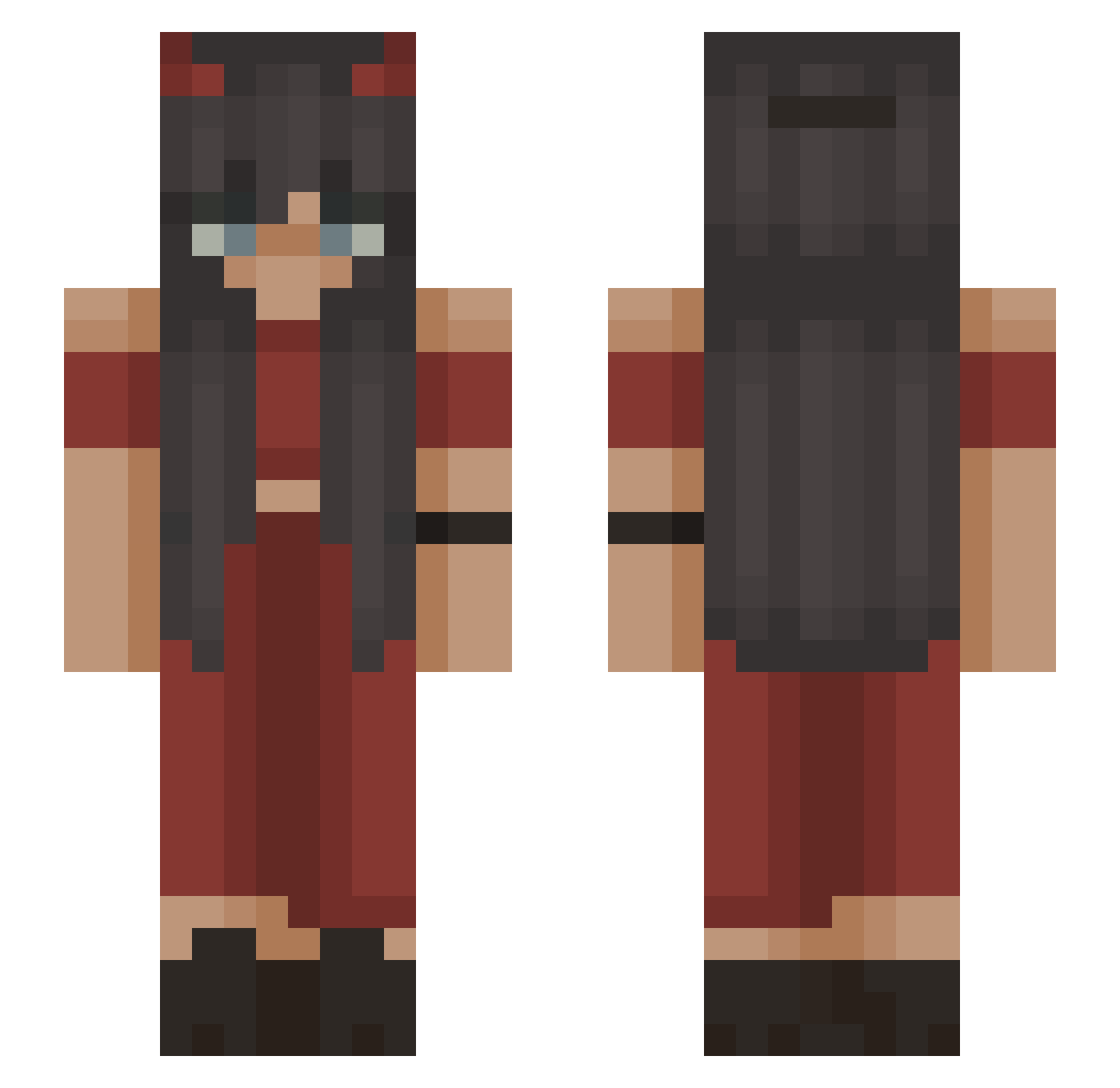 Niveria Minecraft skin, front and back view